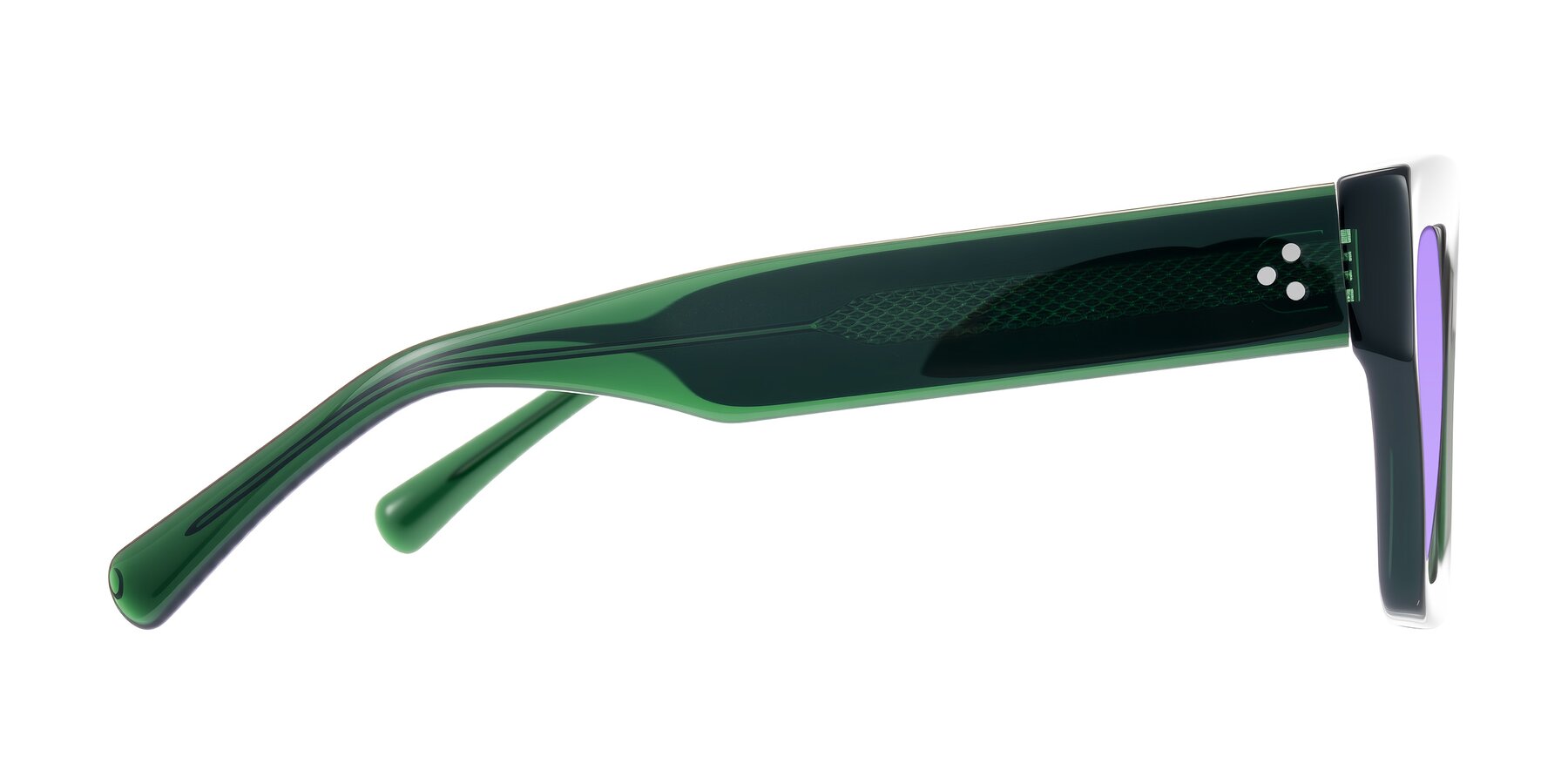 Side of Simba in Dark Green with Medium Purple Tinted Lenses