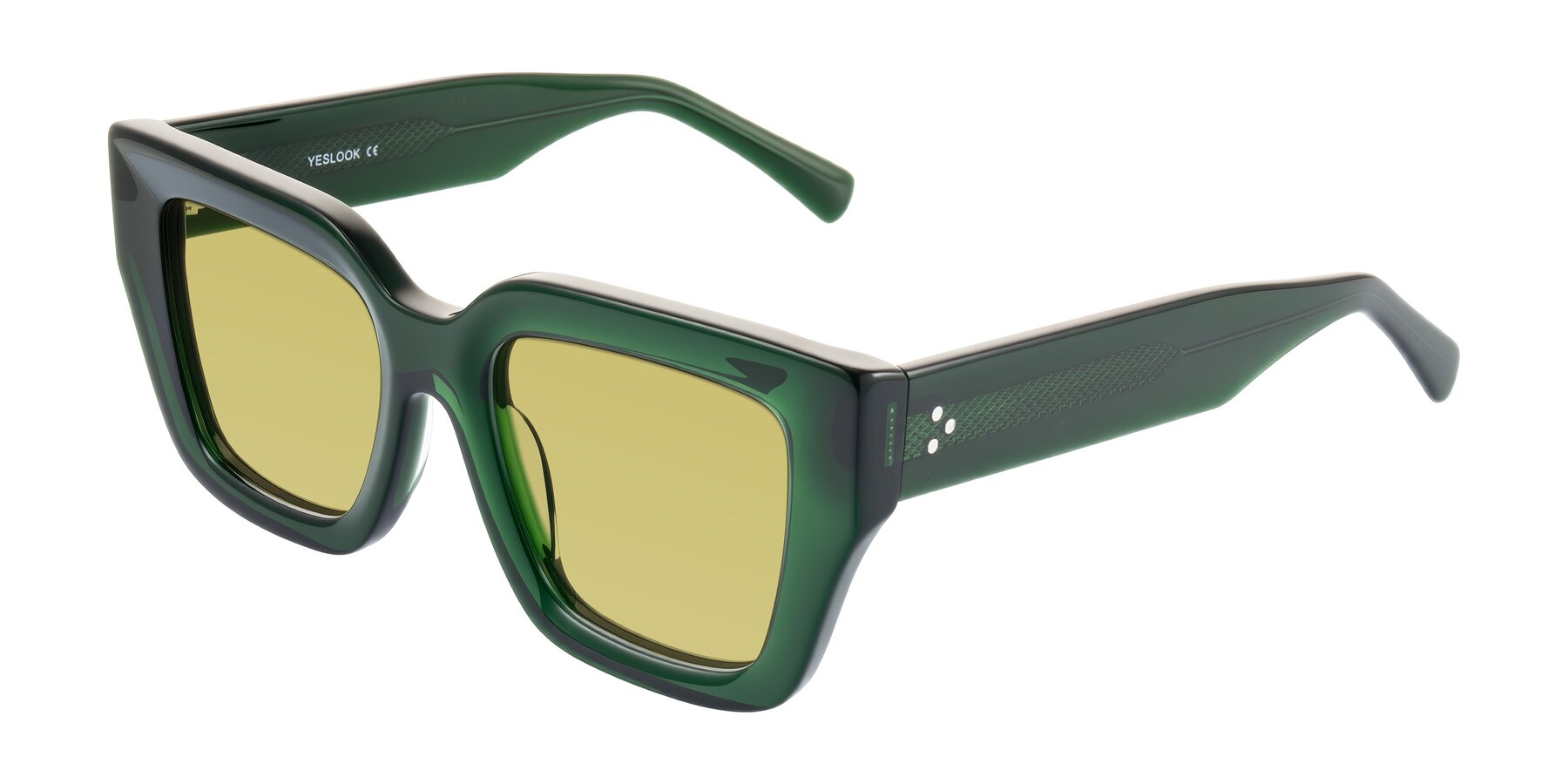 Angle of Simba in Dark Green with Medium Champagne Tinted Lenses
