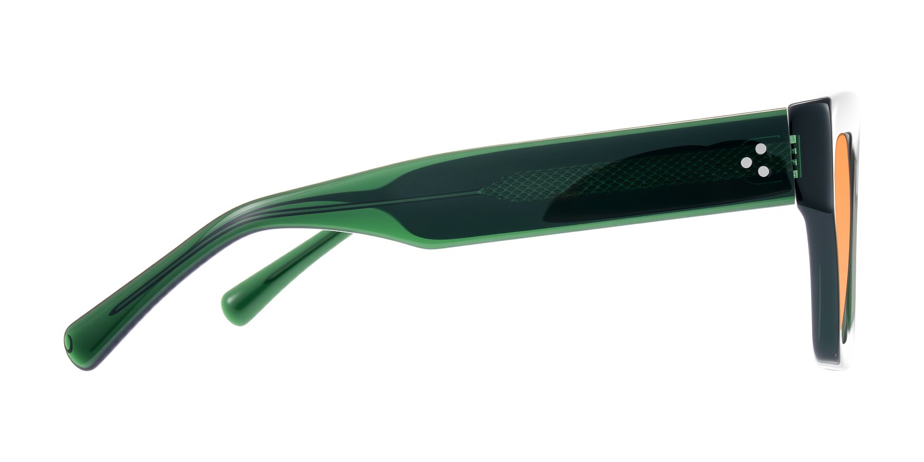 Side of Simba in Dark Green with Medium Orange Tinted Lenses