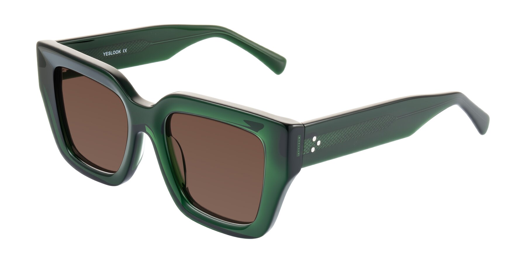 Angle of Simba in Dark Green with Brown Tinted Lenses
