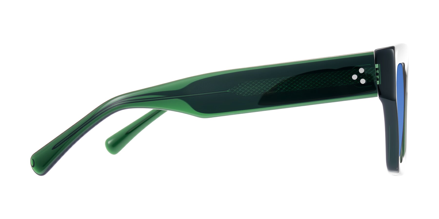 Side of Simba in Dark Green with Blue Tinted Lenses