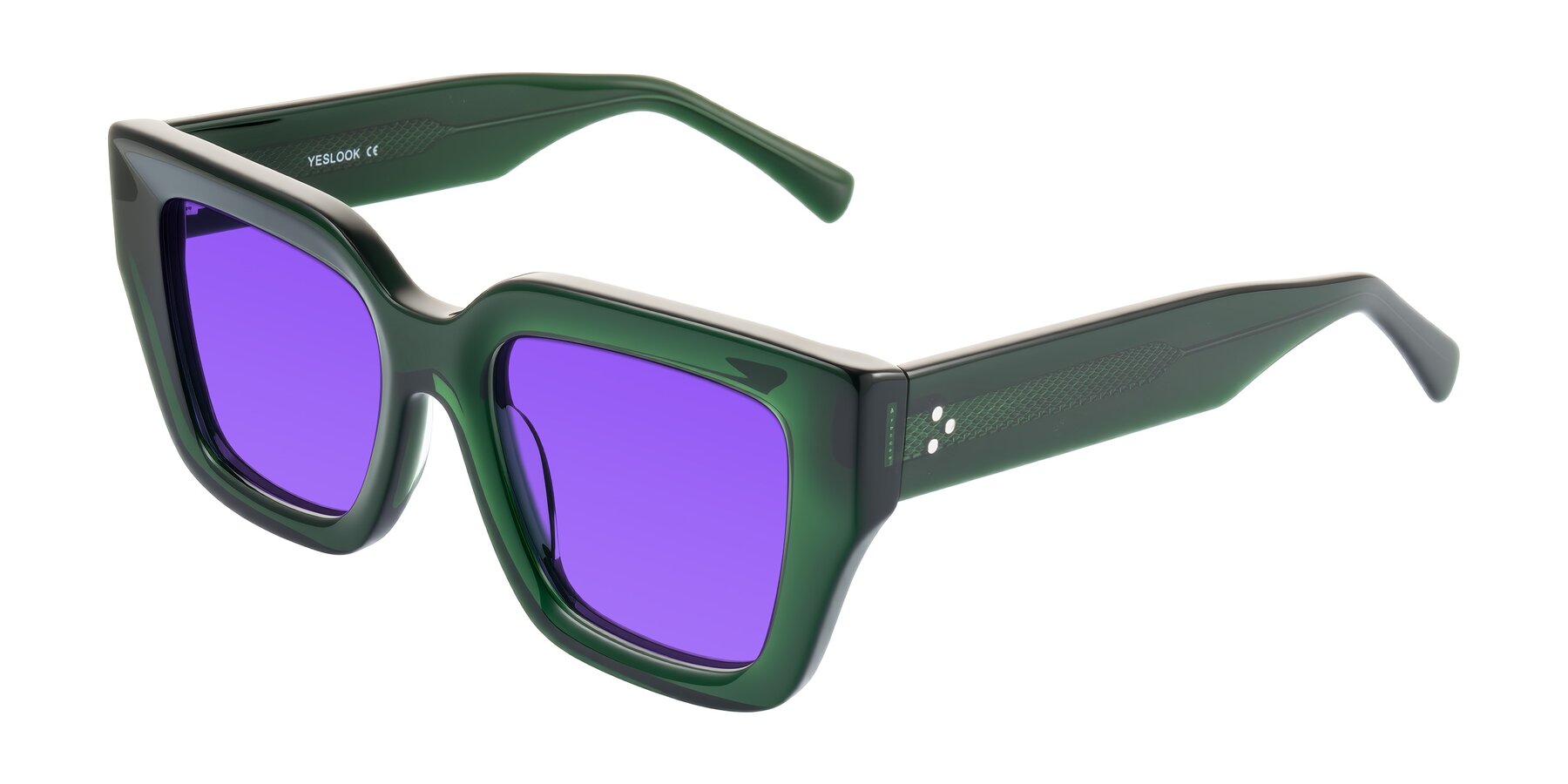 Angle of Simba in Dark Green with Purple Tinted Lenses