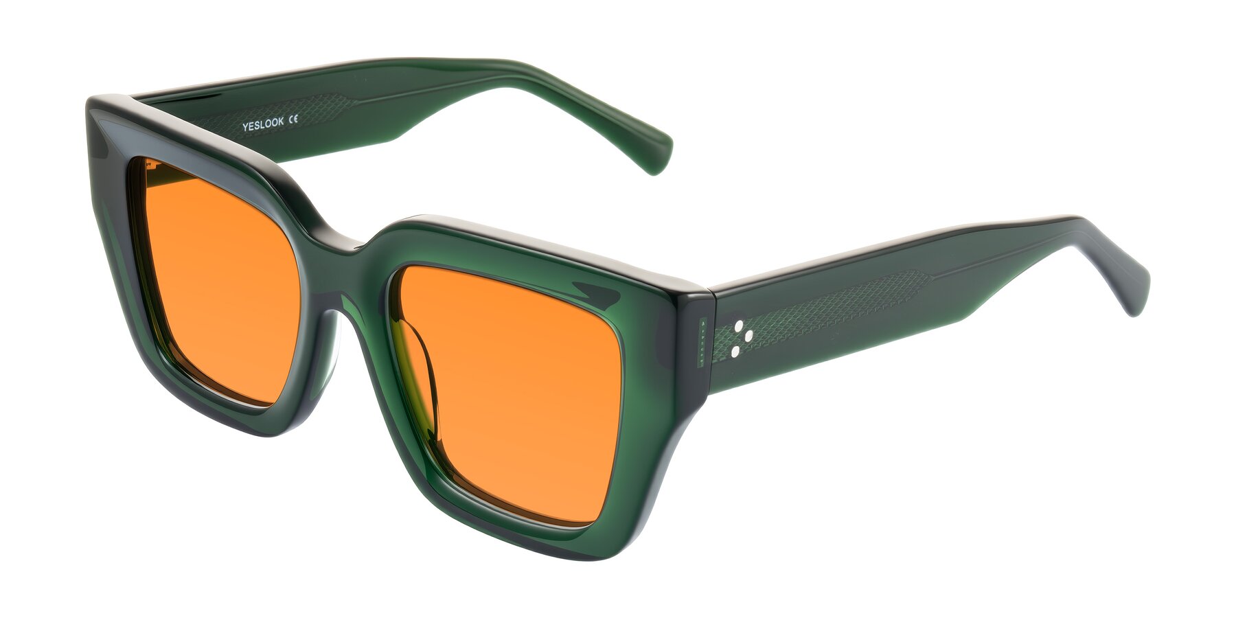 Angle of Simba in Dark Green with Orange Tinted Lenses