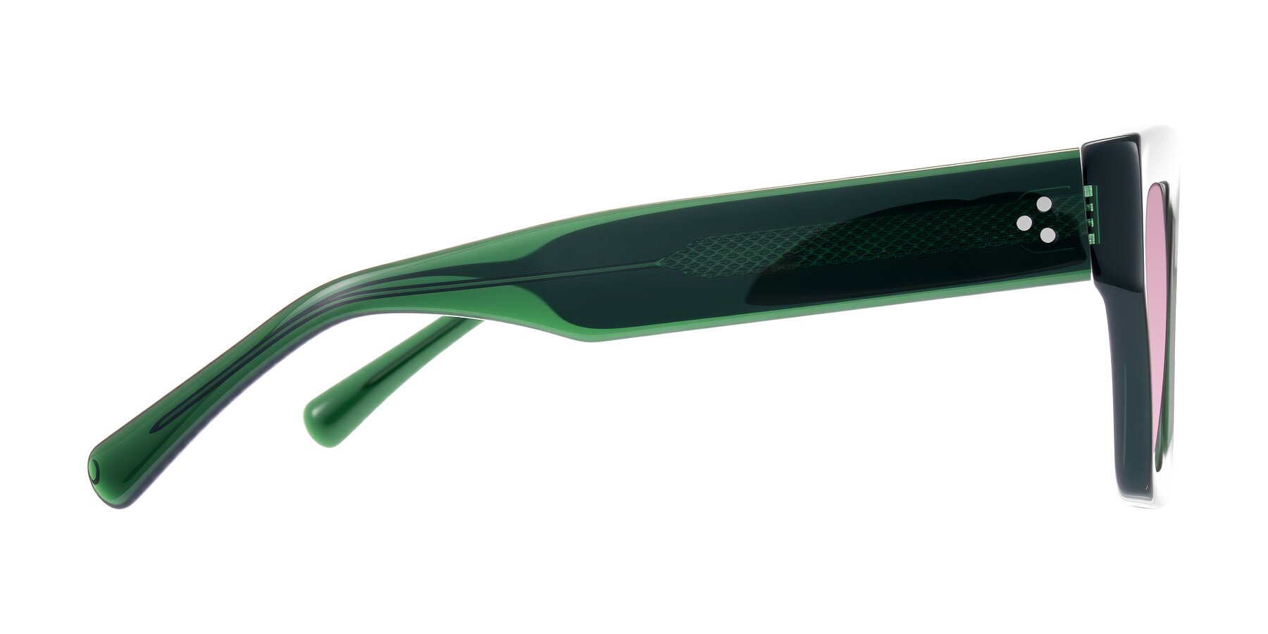 Side of Simba in Dark Green with Light Wine Tinted Lenses