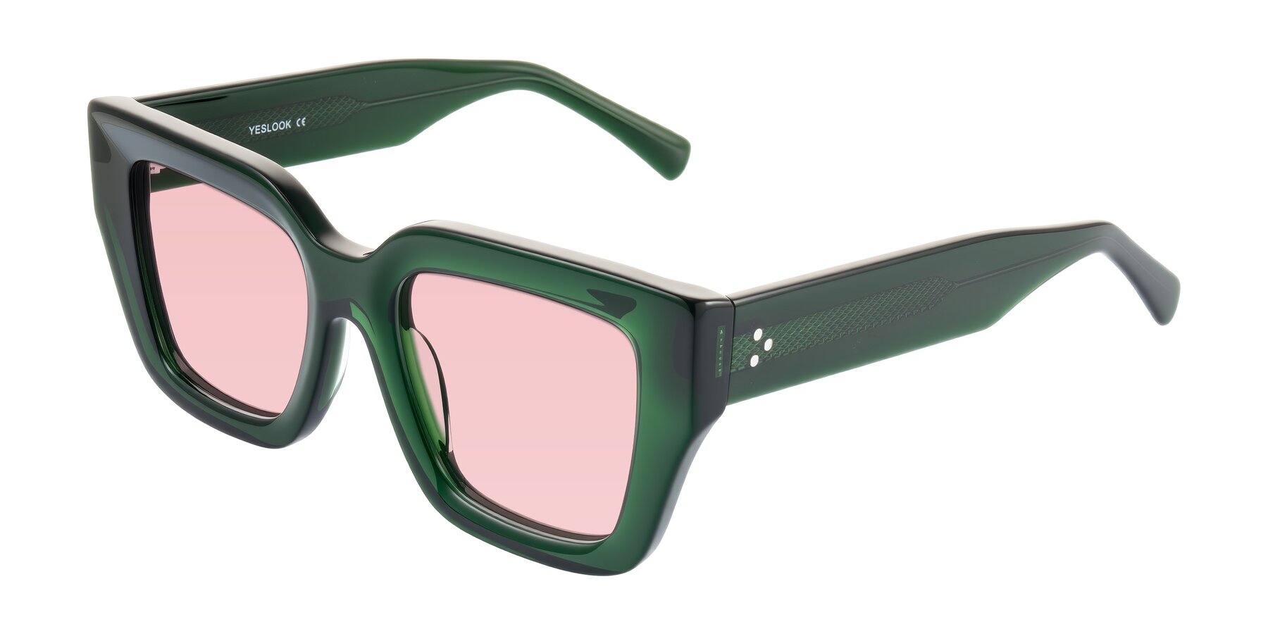 Angle of Simba in Dark Green with Light Garnet Tinted Lenses
