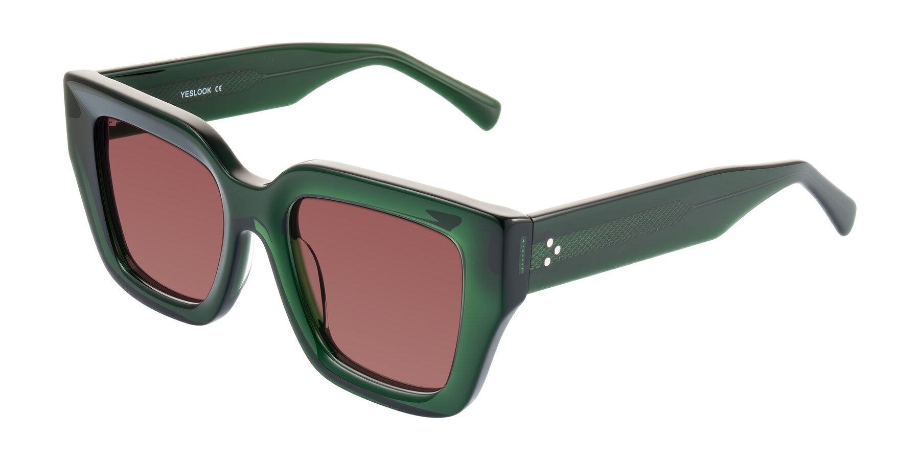 Angle of Simba in Dark Green with Garnet Tinted Lenses