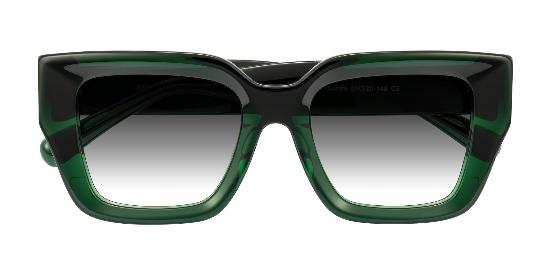 Folded Front of Simba in Dark Green with Gray Gradient Lenses
