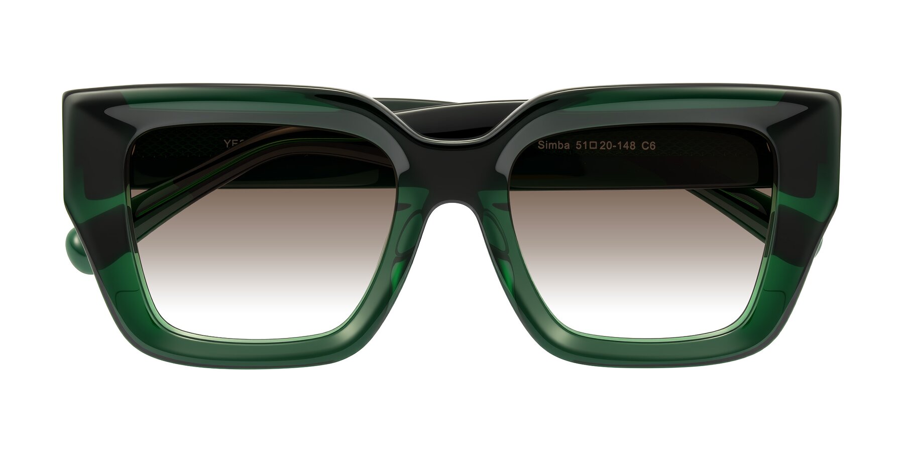 Folded Front of Simba in Dark Green with Brown Gradient Lenses