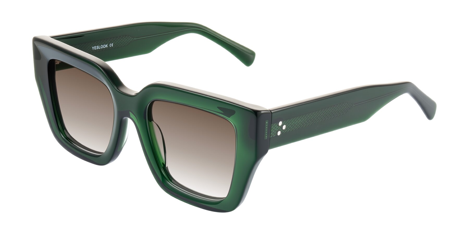 Angle of Simba in Dark Green with Brown Gradient Lenses