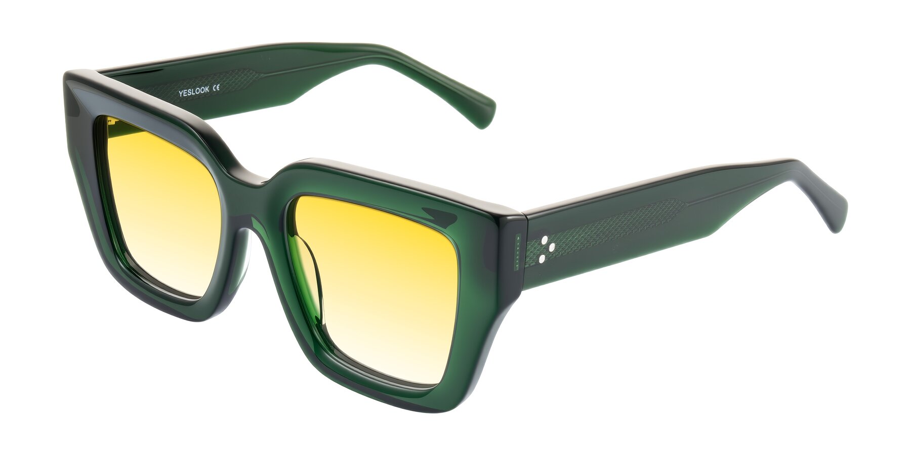 Angle of Simba in Dark Green with Yellow Gradient Lenses