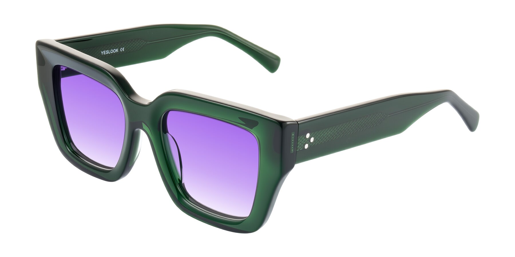 Angle of Simba in Dark Green with Purple Gradient Lenses