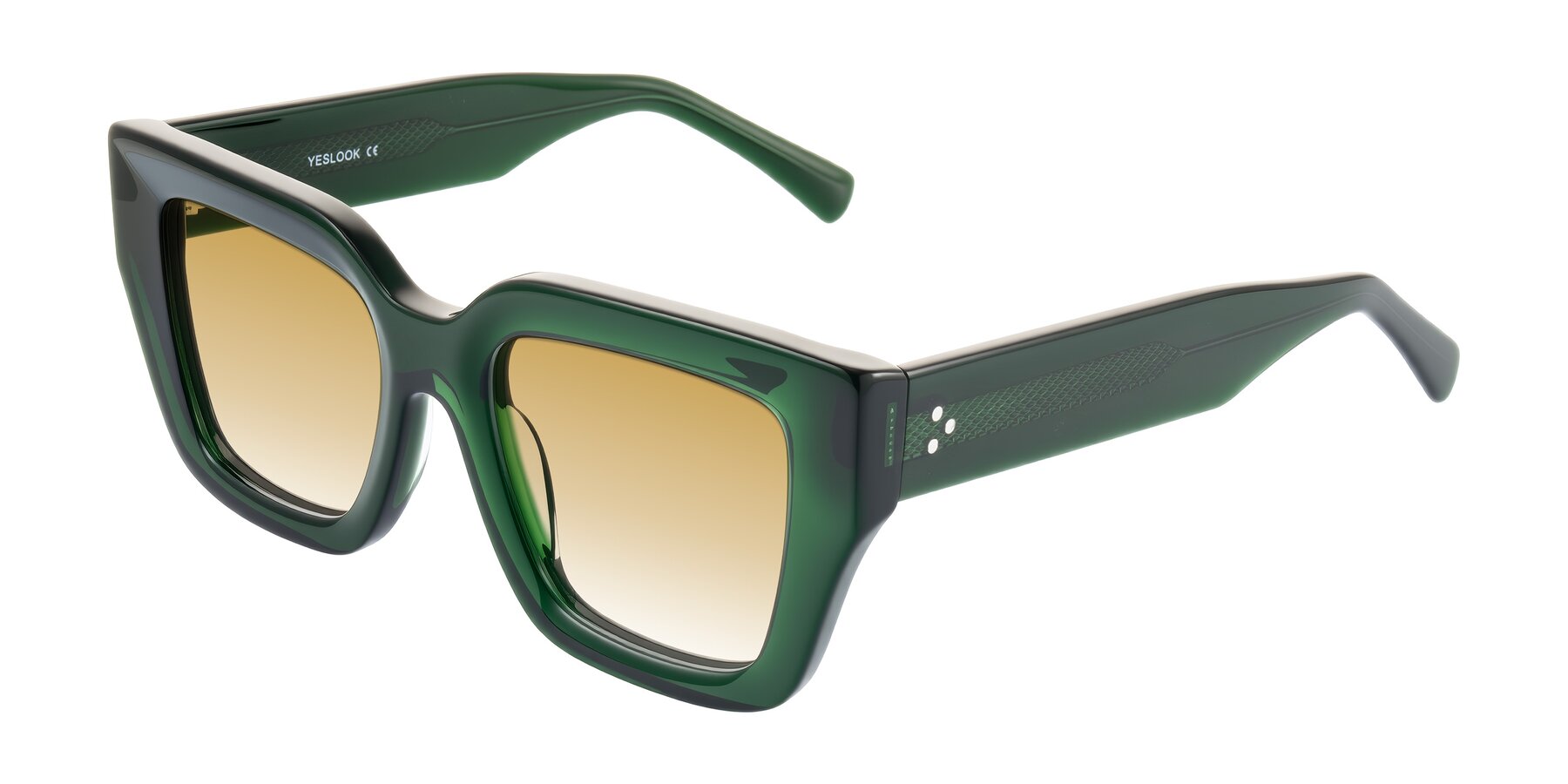 Angle of Simba in Dark Green with Champagne Gradient Lenses