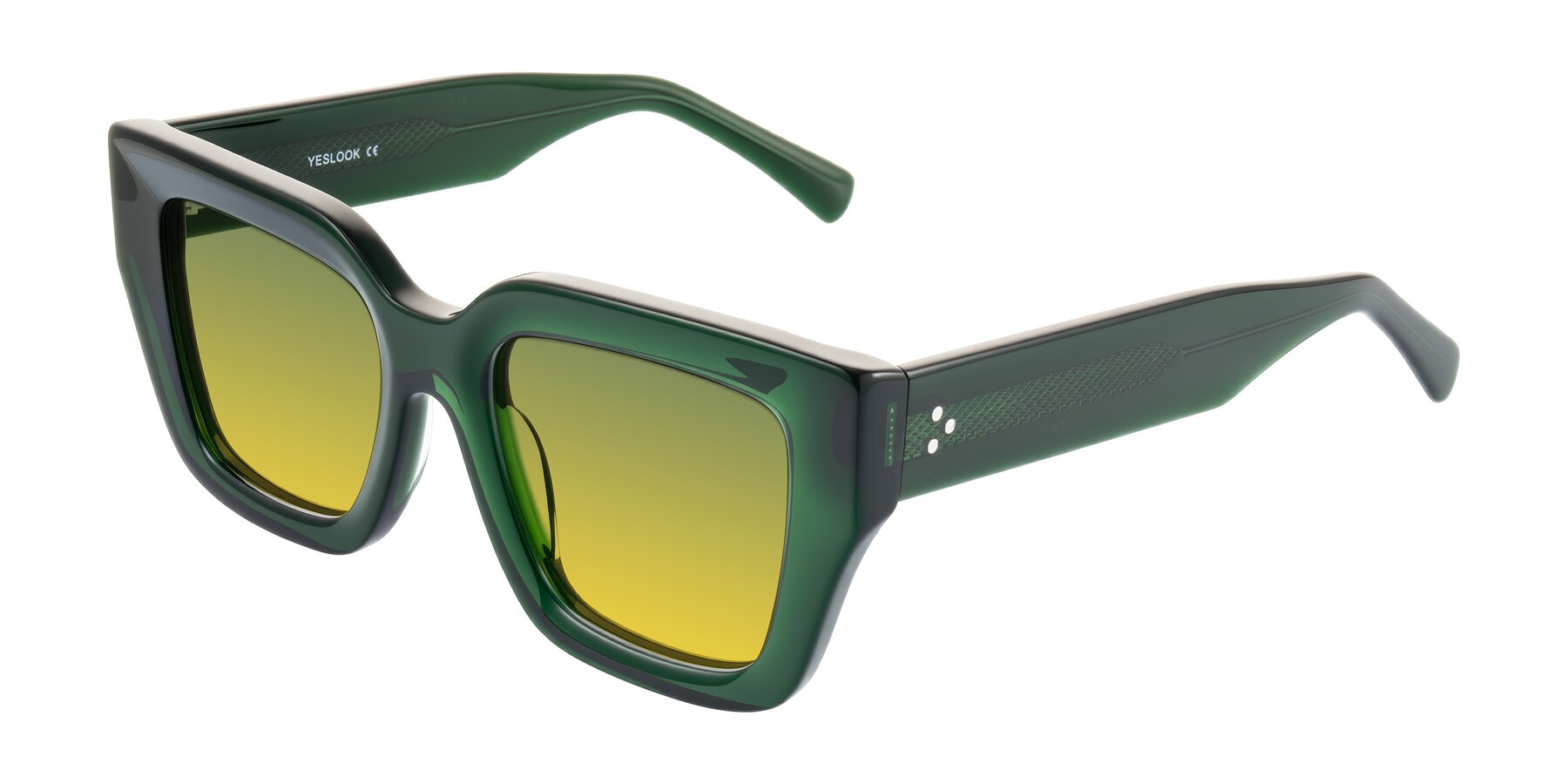 Angle of Simba in Dark Green with Green / Yellow Gradient Lenses