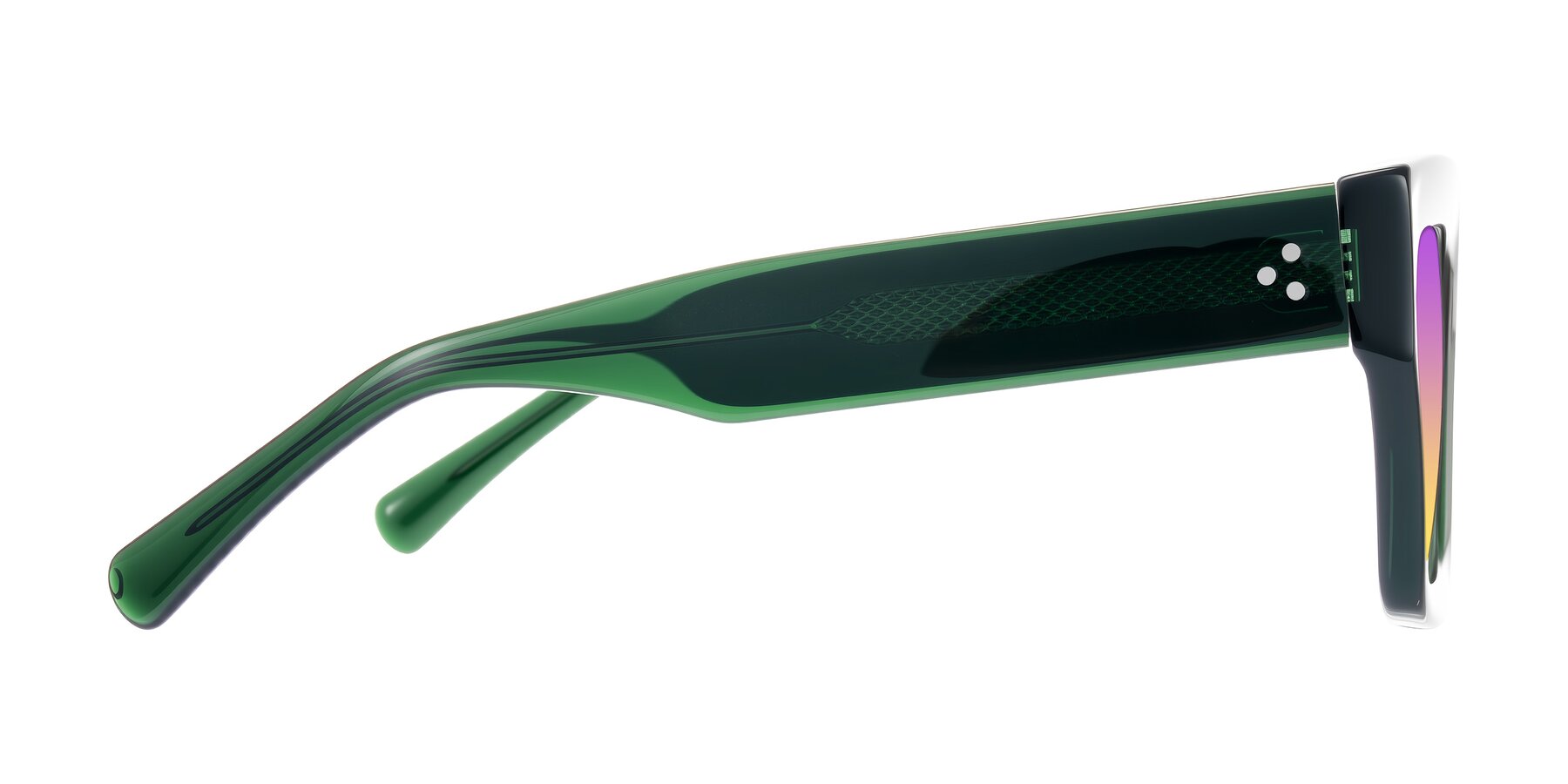 Side of Simba in Dark Green with Purple / Yellow Gradient Lenses