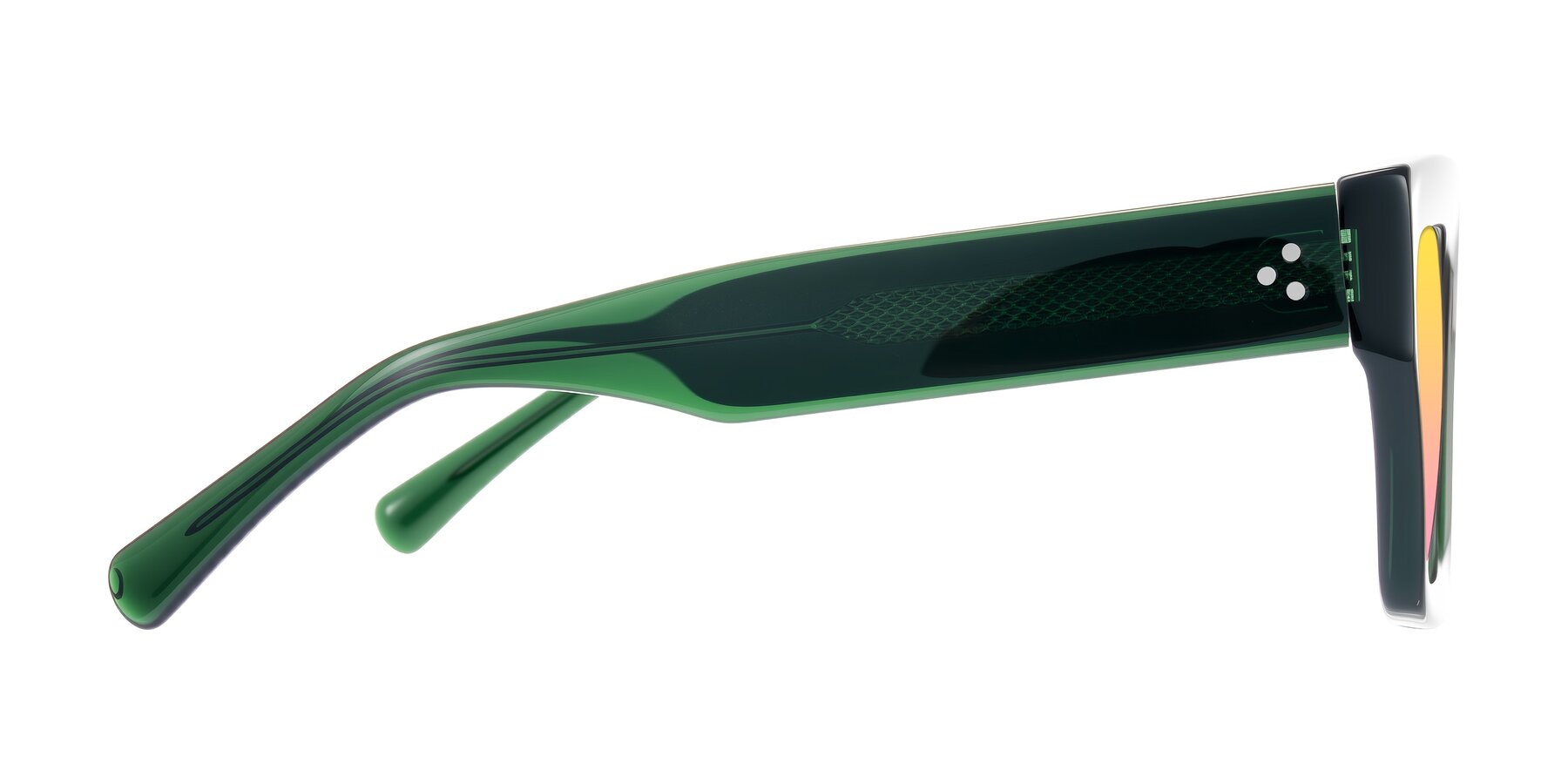 Side of Simba in Dark Green with Yellow / Pink Gradient Lenses