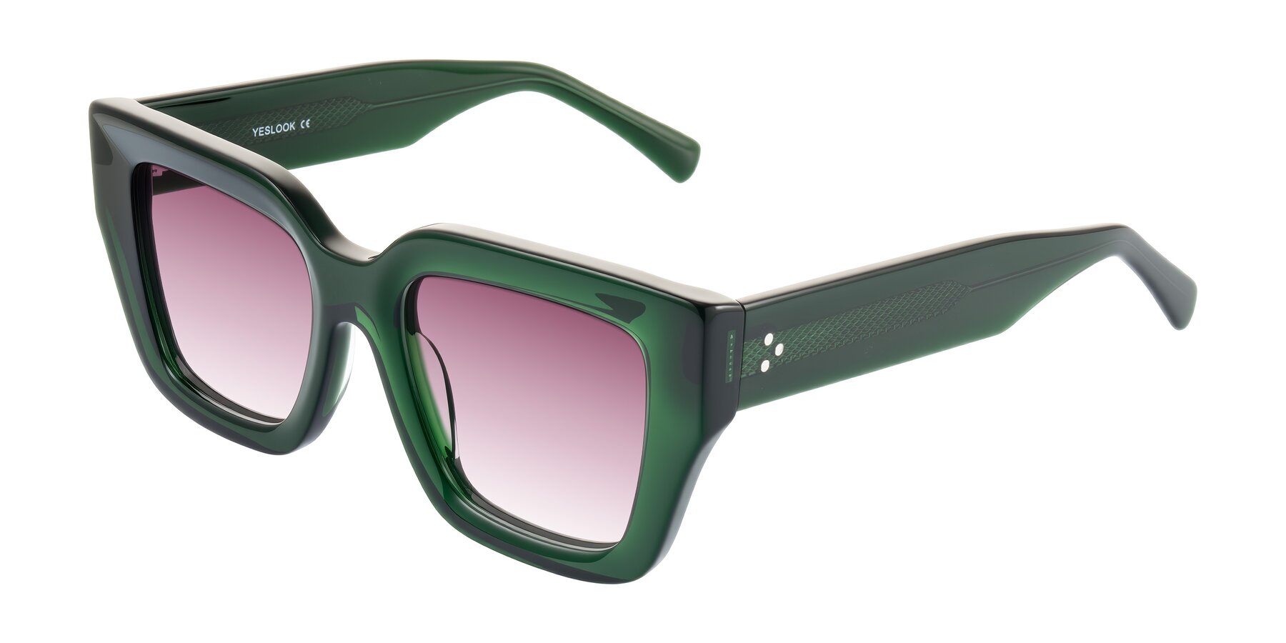 Angle of Simba in Dark Green with Wine Gradient Lenses