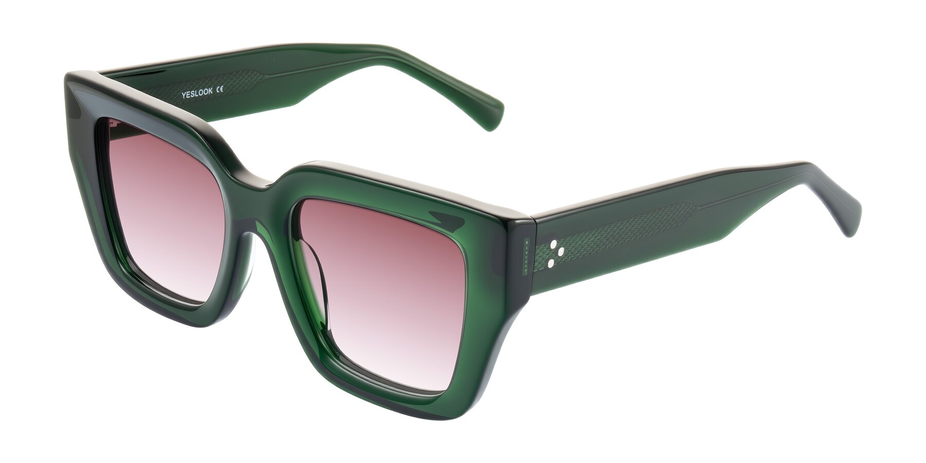 Angle of Simba in Dark Green with Garnet Gradient Lenses