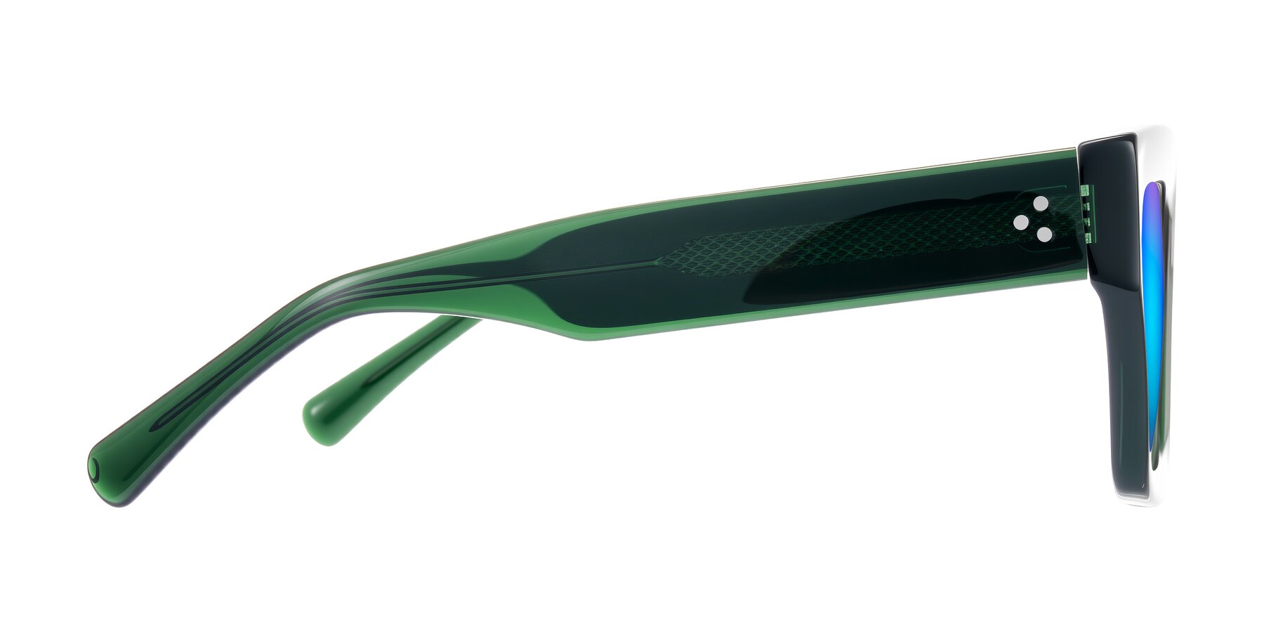 Side of Simba in Dark Green with Blue Mirrored Lenses