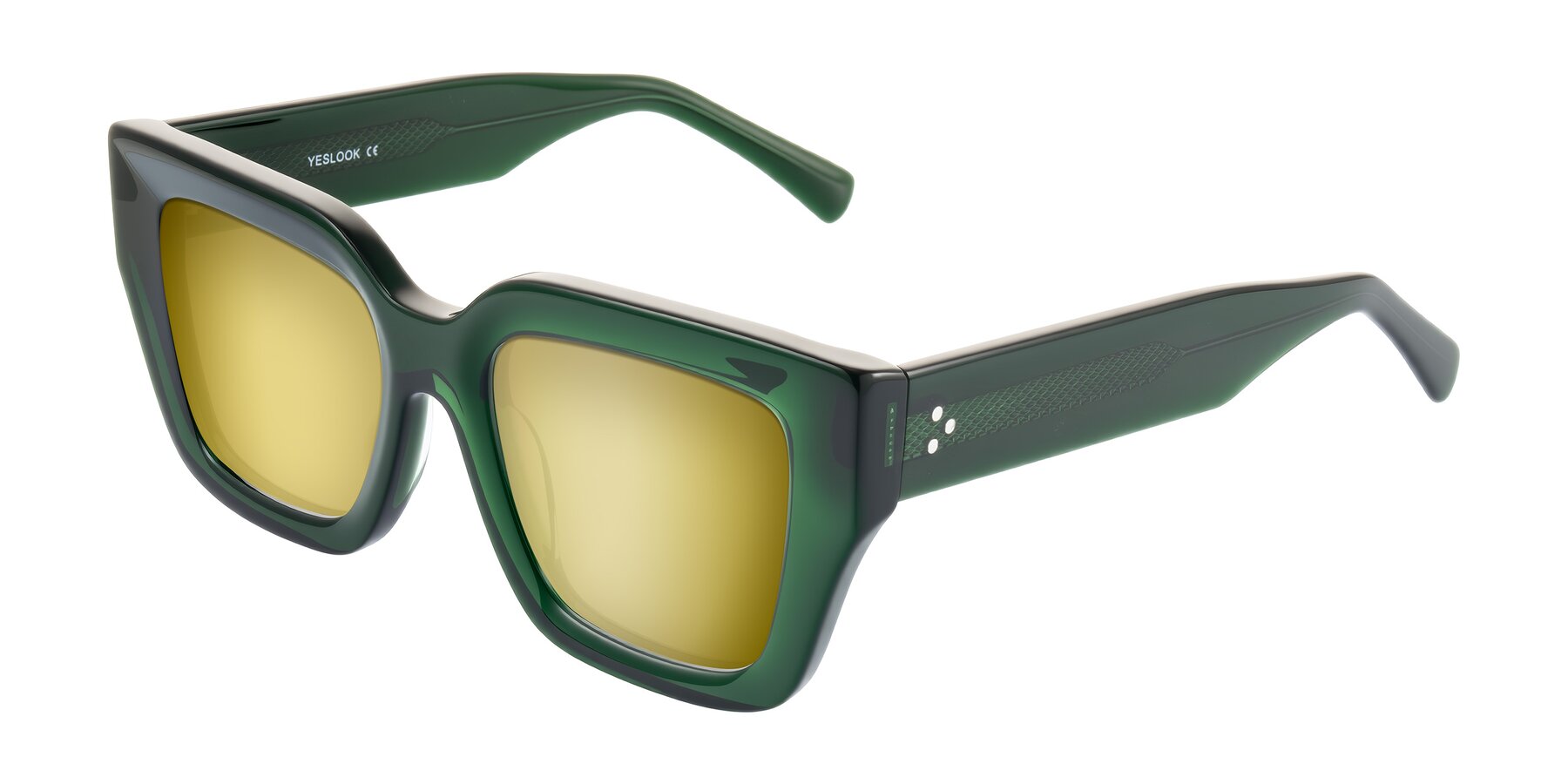 Angle of Simba in Dark Green with Gold Mirrored Lenses
