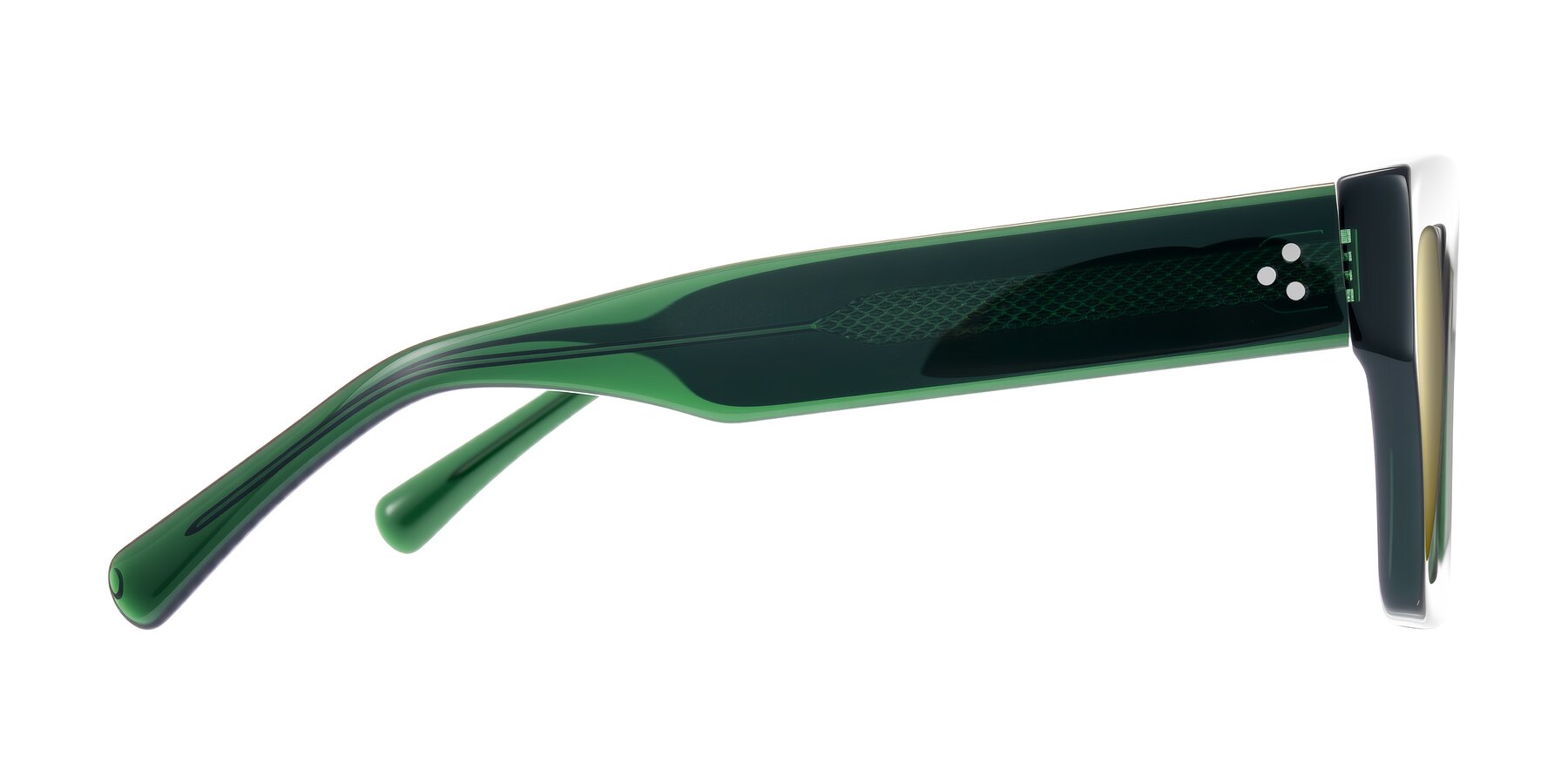 Side of Simba in Dark Green with Gold Mirrored Lenses