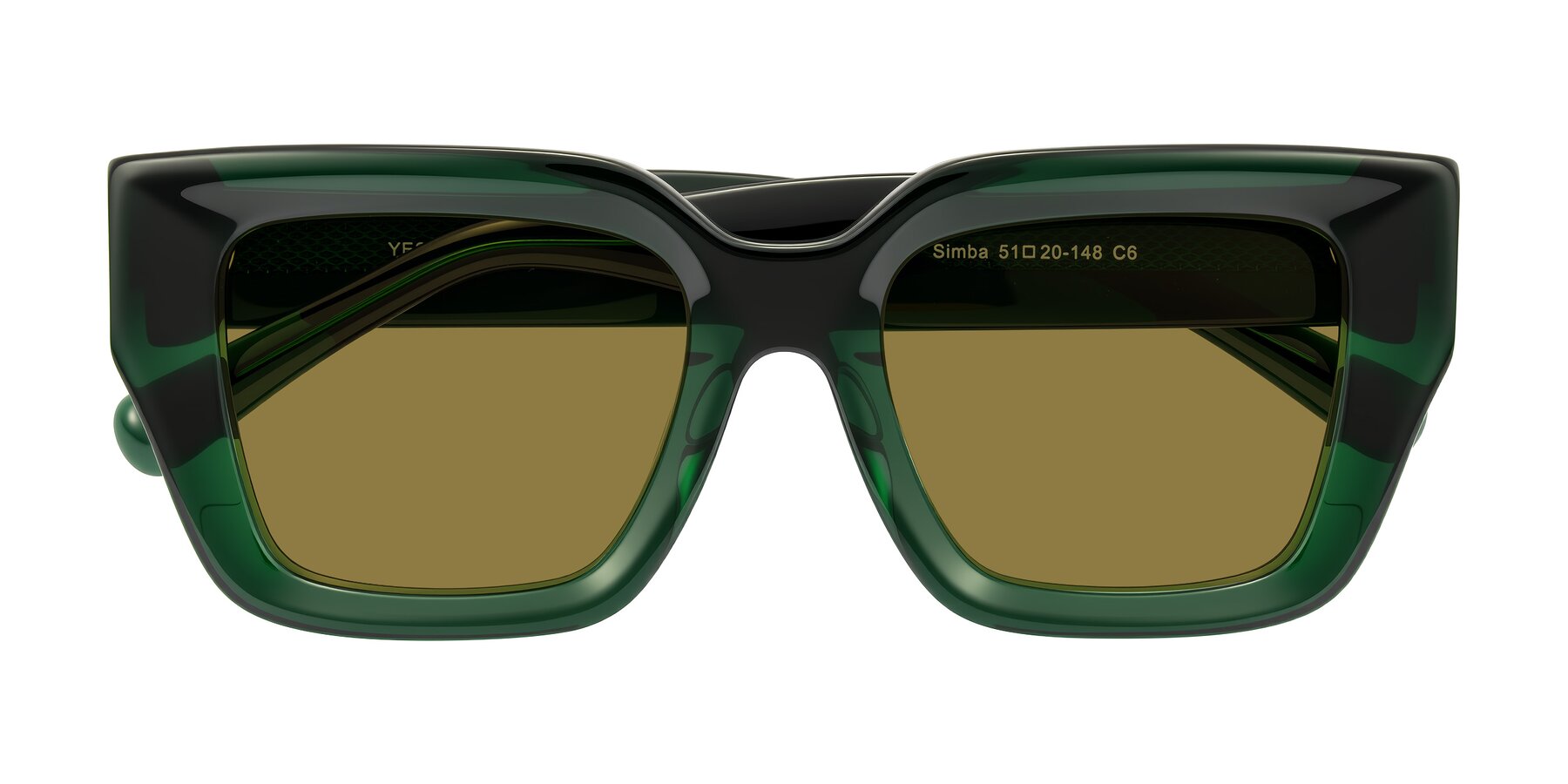Folded Front of Simba in Dark Green with Brown Polarized Lenses
