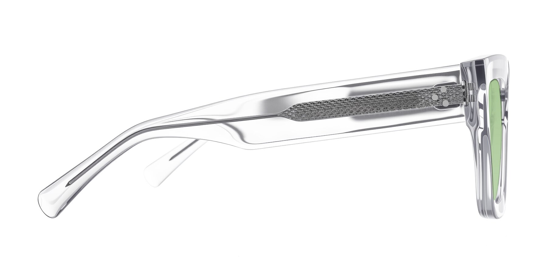 Side of Simba in Clear with Medium Green Tinted Lenses