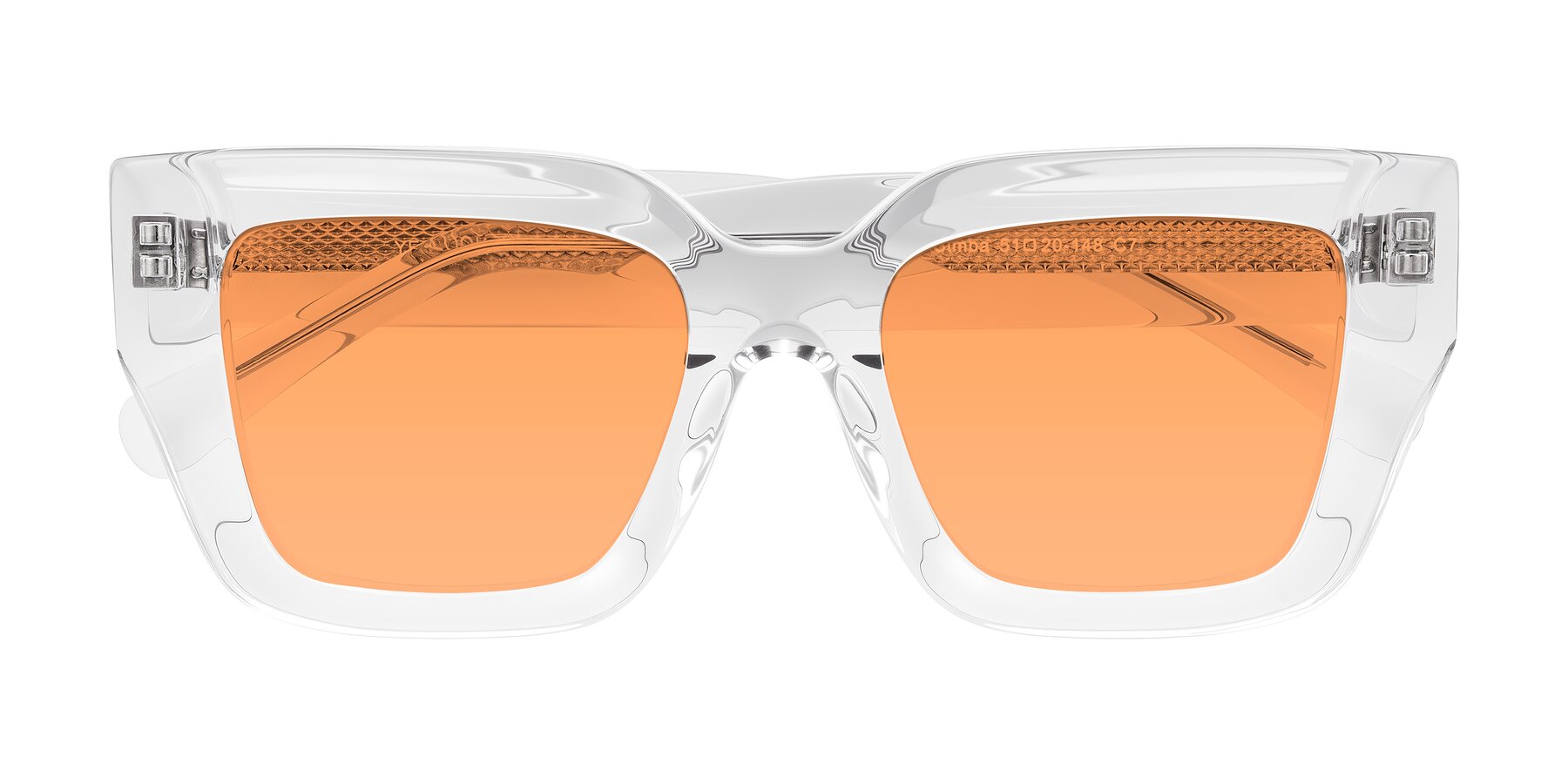 Folded Front of Simba in Clear with Medium Orange Tinted Lenses