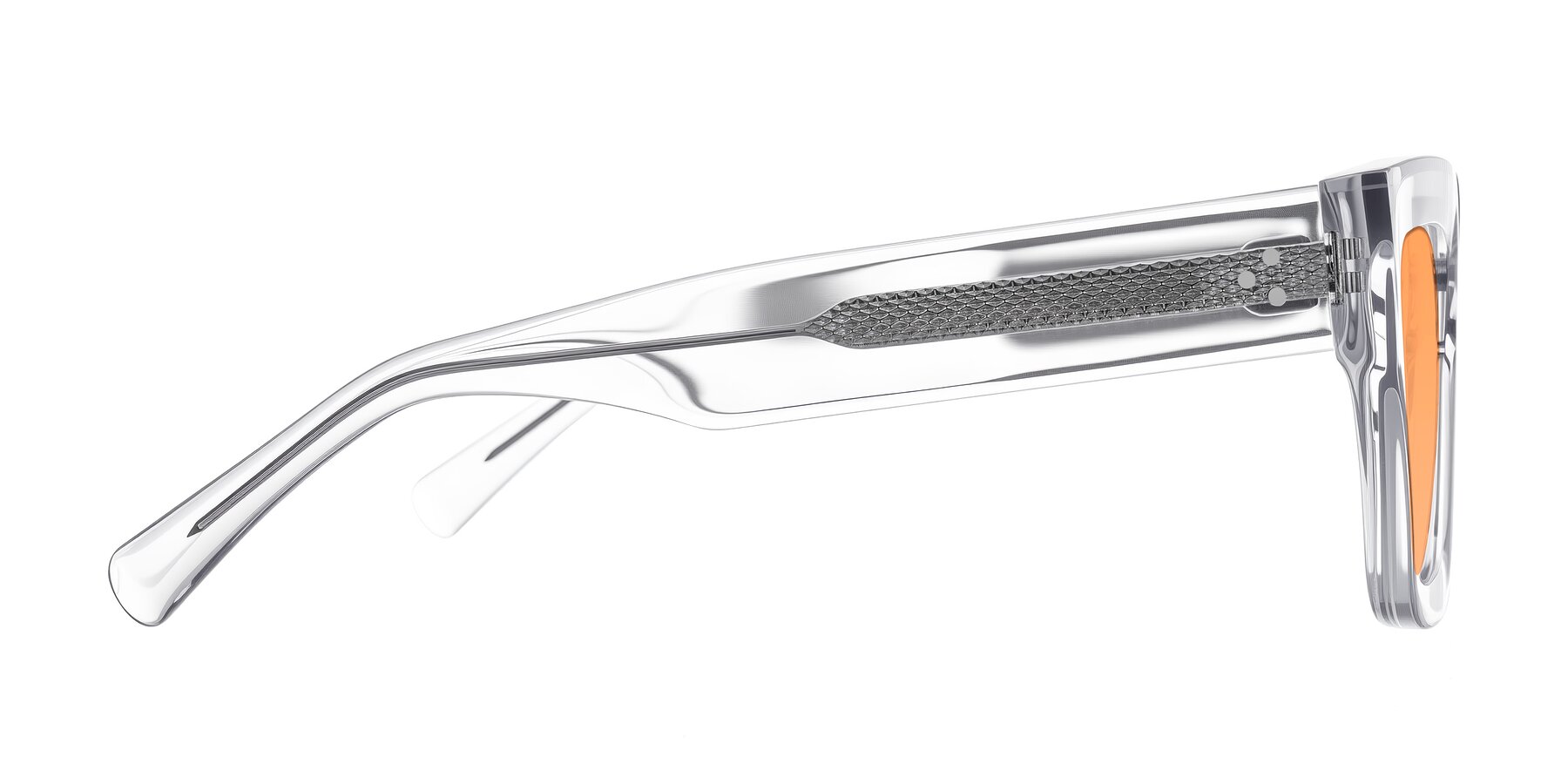 Side of Simba in Clear with Medium Orange Tinted Lenses