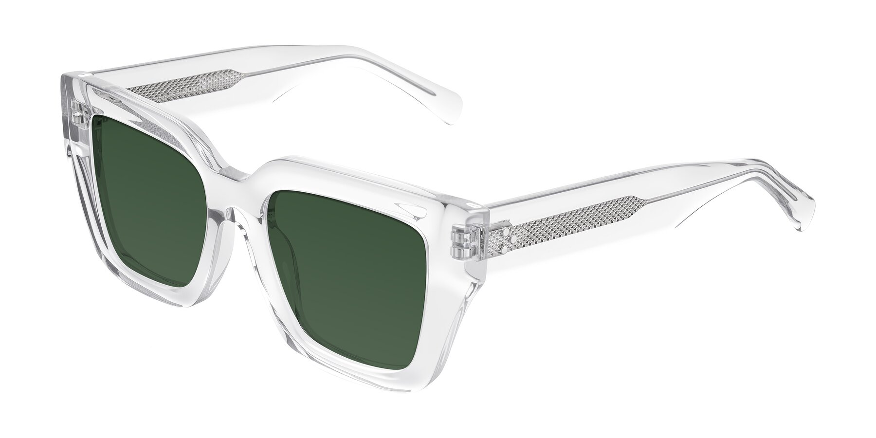 Angle of Simba in Clear with Green Tinted Lenses