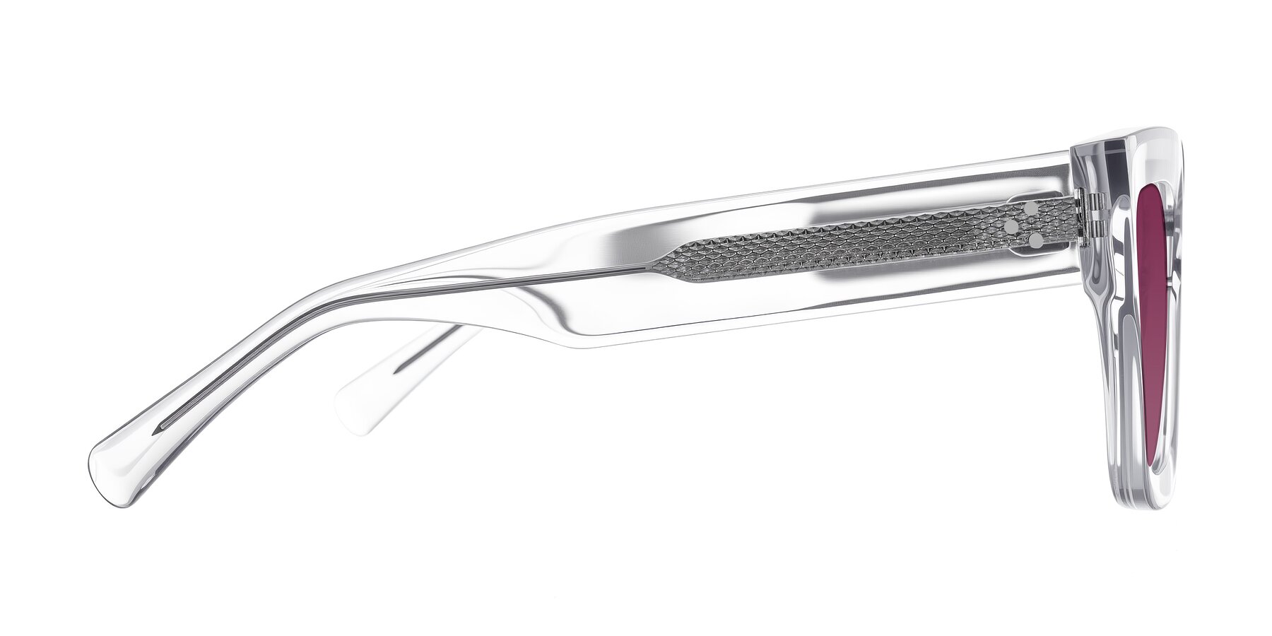 Side of Simba in Clear with Wine Tinted Lenses