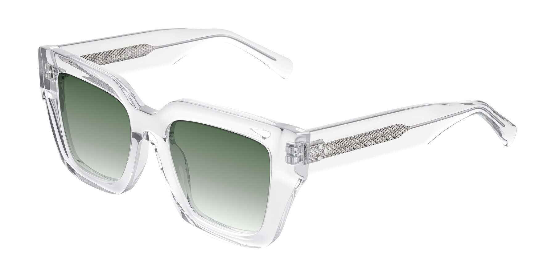 Angle of Simba in Clear with Green Gradient Lenses