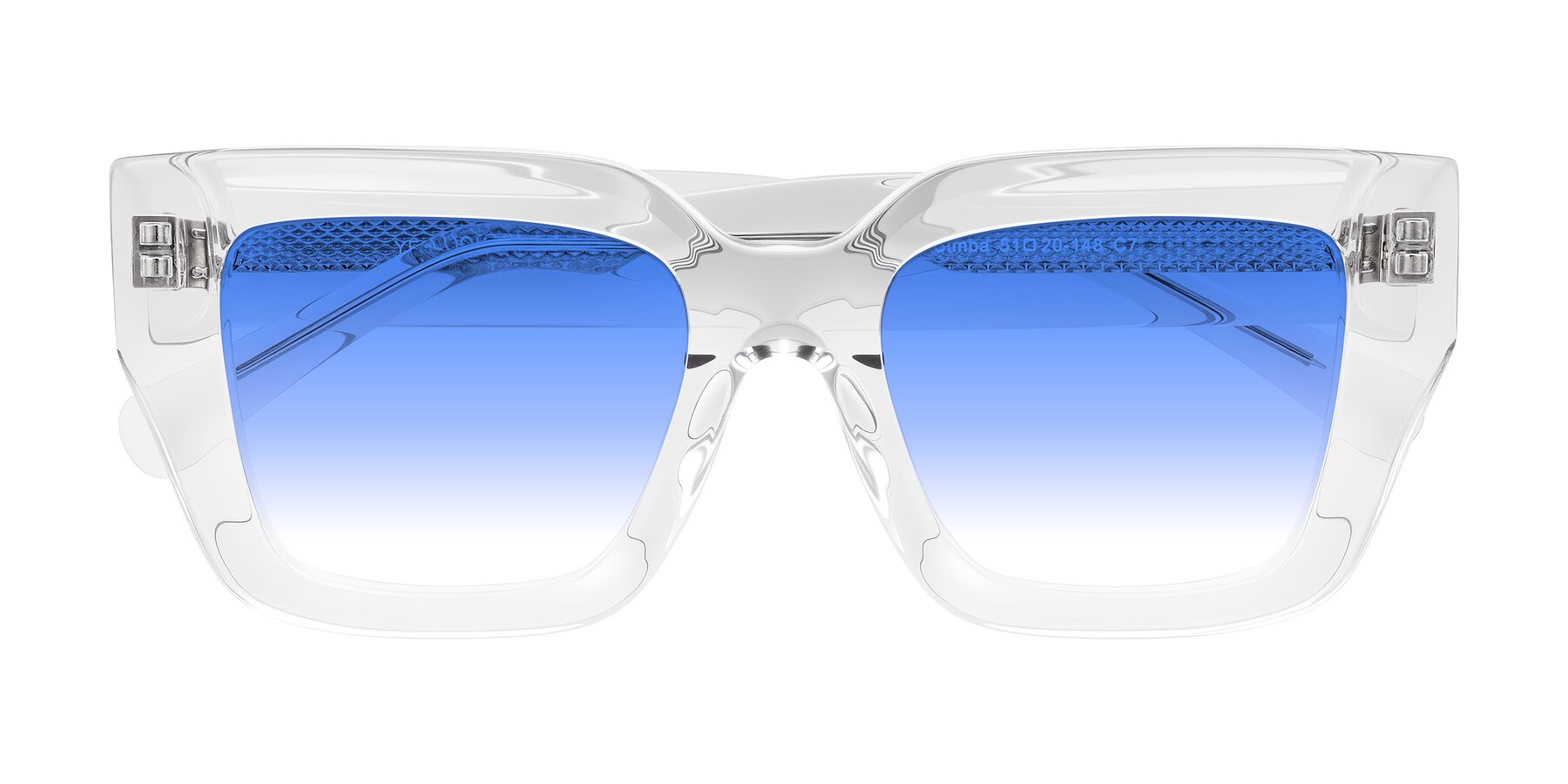Folded Front of Simba in Clear with Blue Gradient Lenses