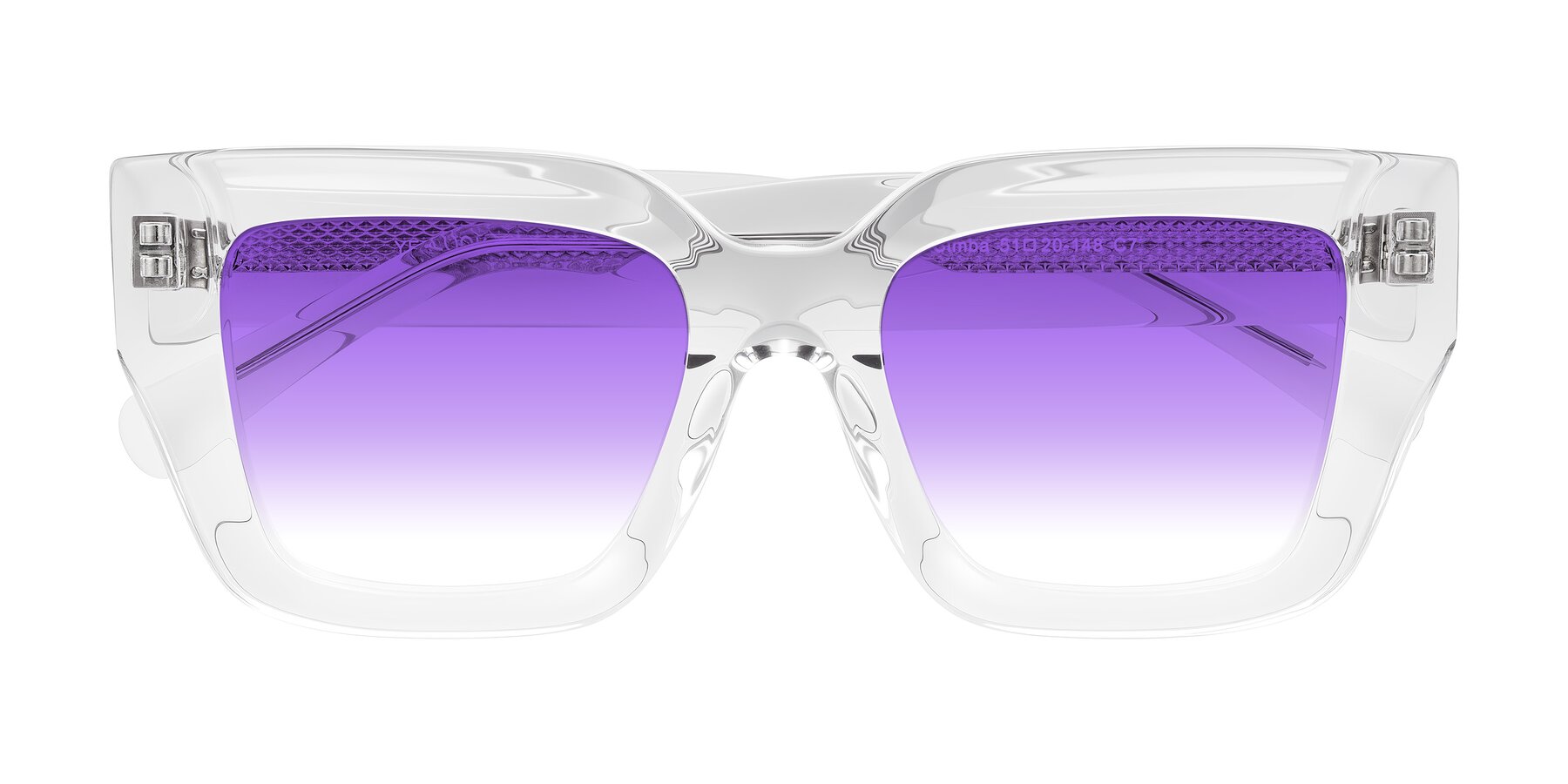 Folded Front of Simba in Clear with Purple Gradient Lenses