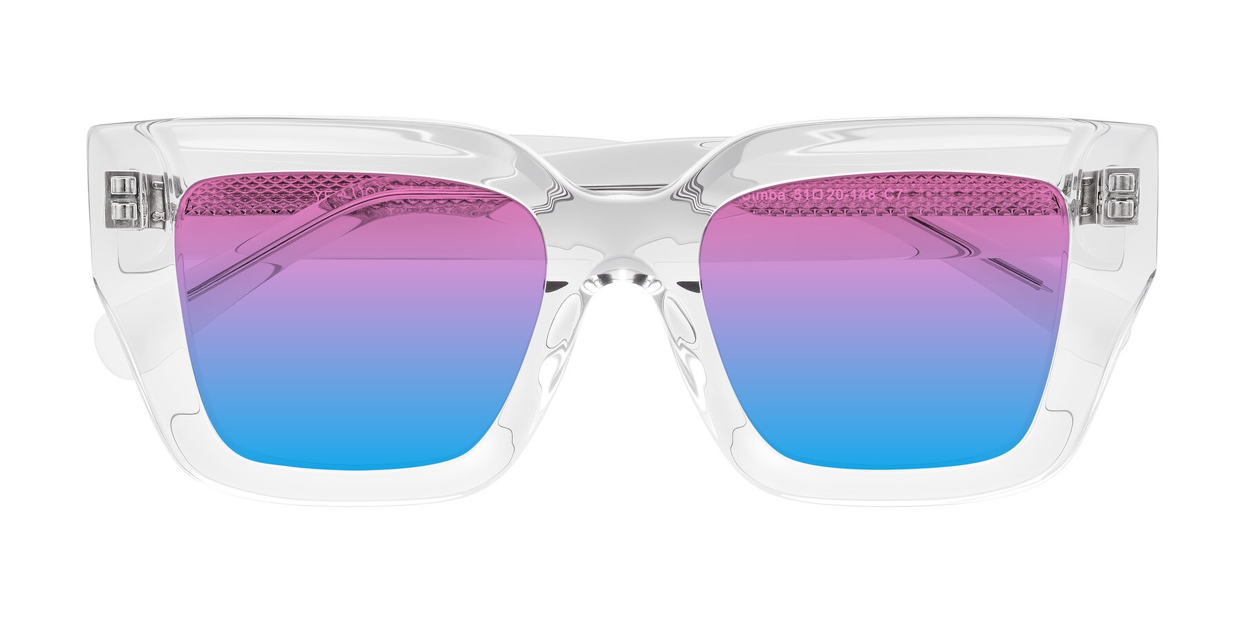 Folded Front of Simba in Clear with Pink / Blue Gradient Lenses