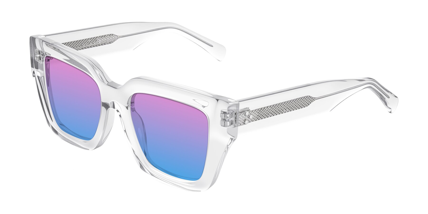 Angle of Simba in Clear with Pink / Blue Gradient Lenses