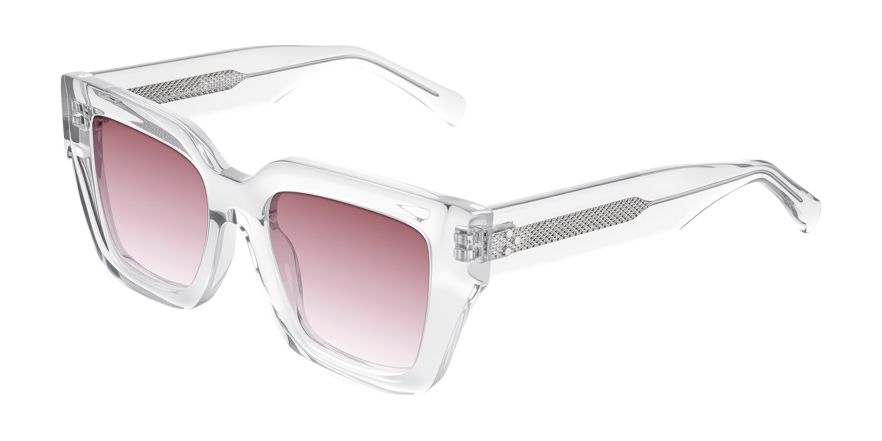 Angle of Simba in Clear with Garnet Gradient Lenses