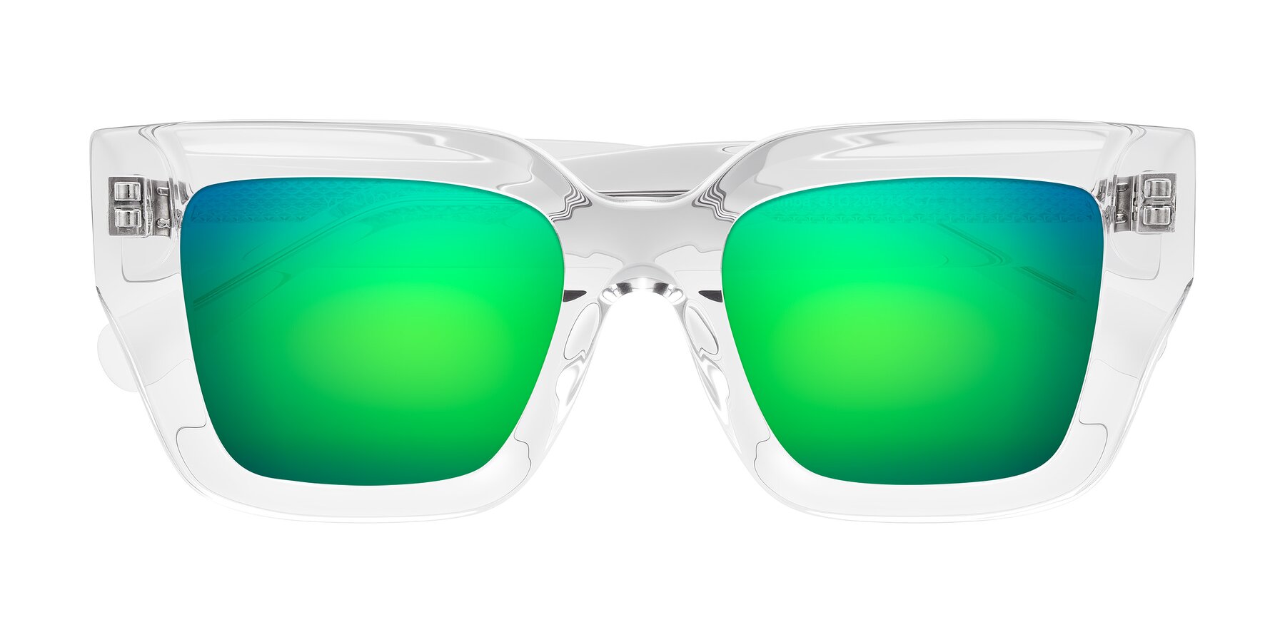 Folded Front of Simba in Clear with Green Mirrored Lenses