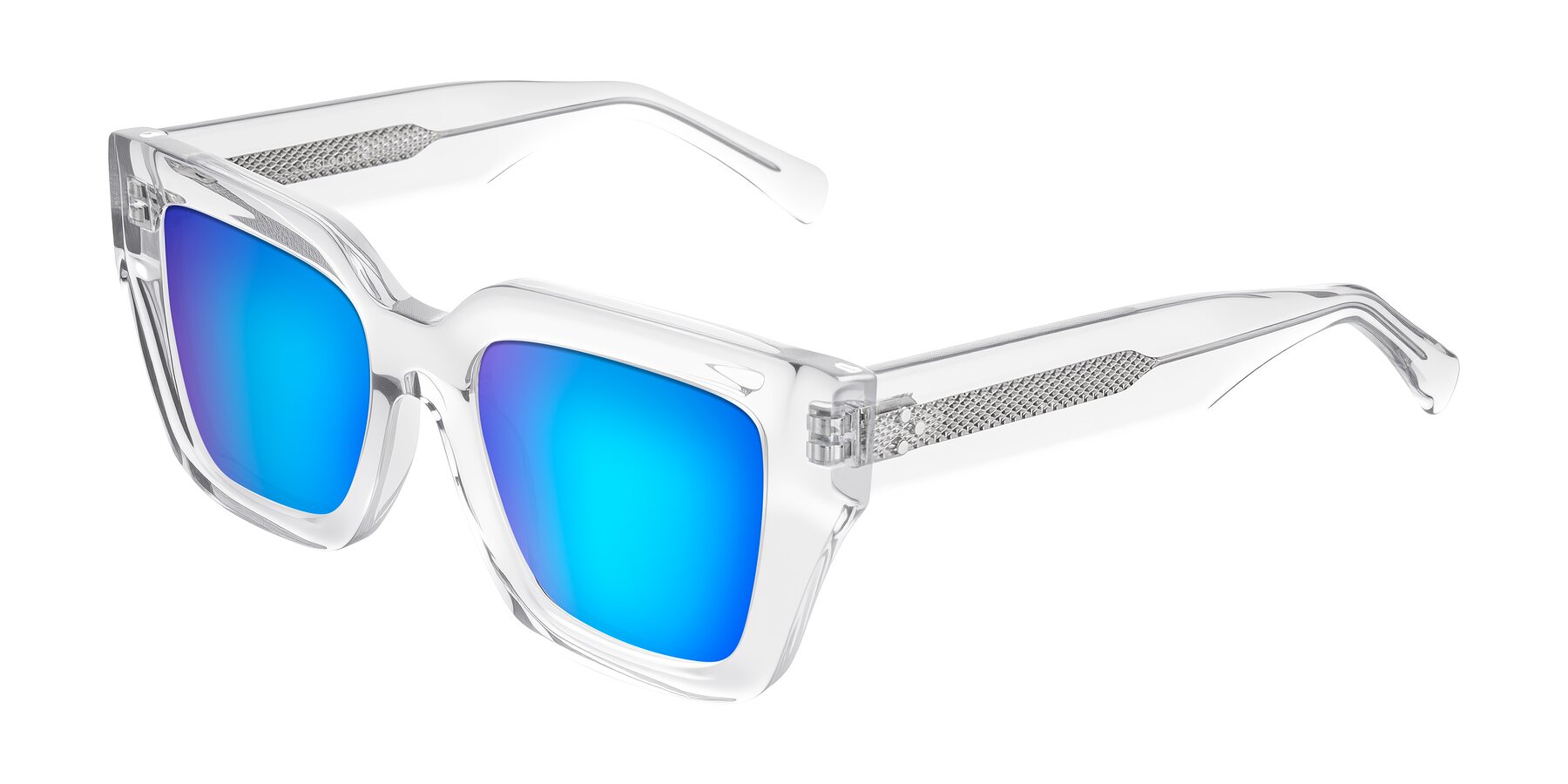 Angle of Simba in Clear with Blue Mirrored Lenses