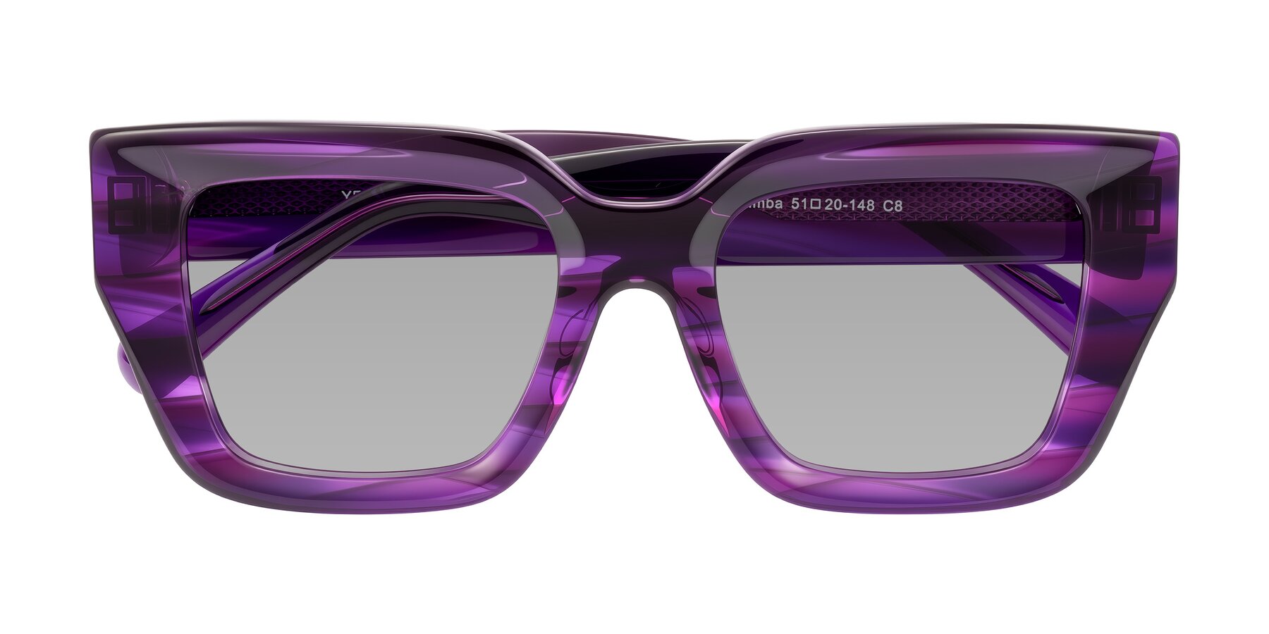 Folded Front of Simba in Violet Striped with Light Gray Tinted Lenses