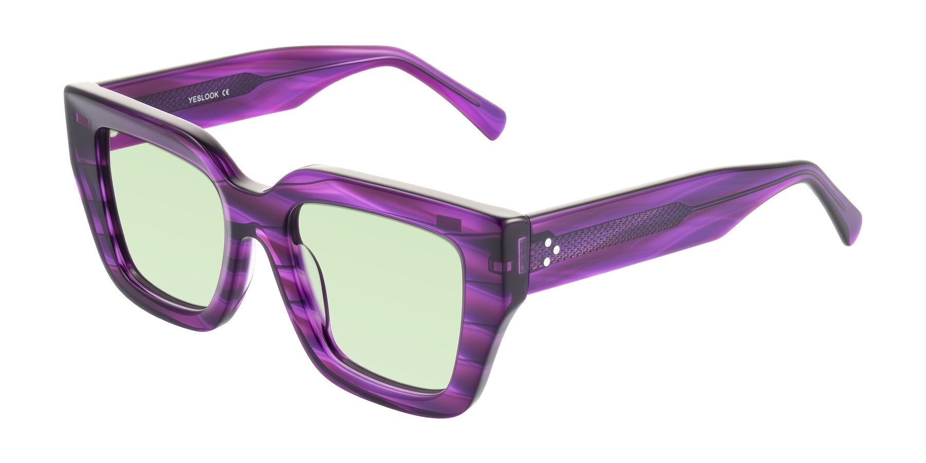 Angle of Simba in Violet Striped with Light Green Tinted Lenses