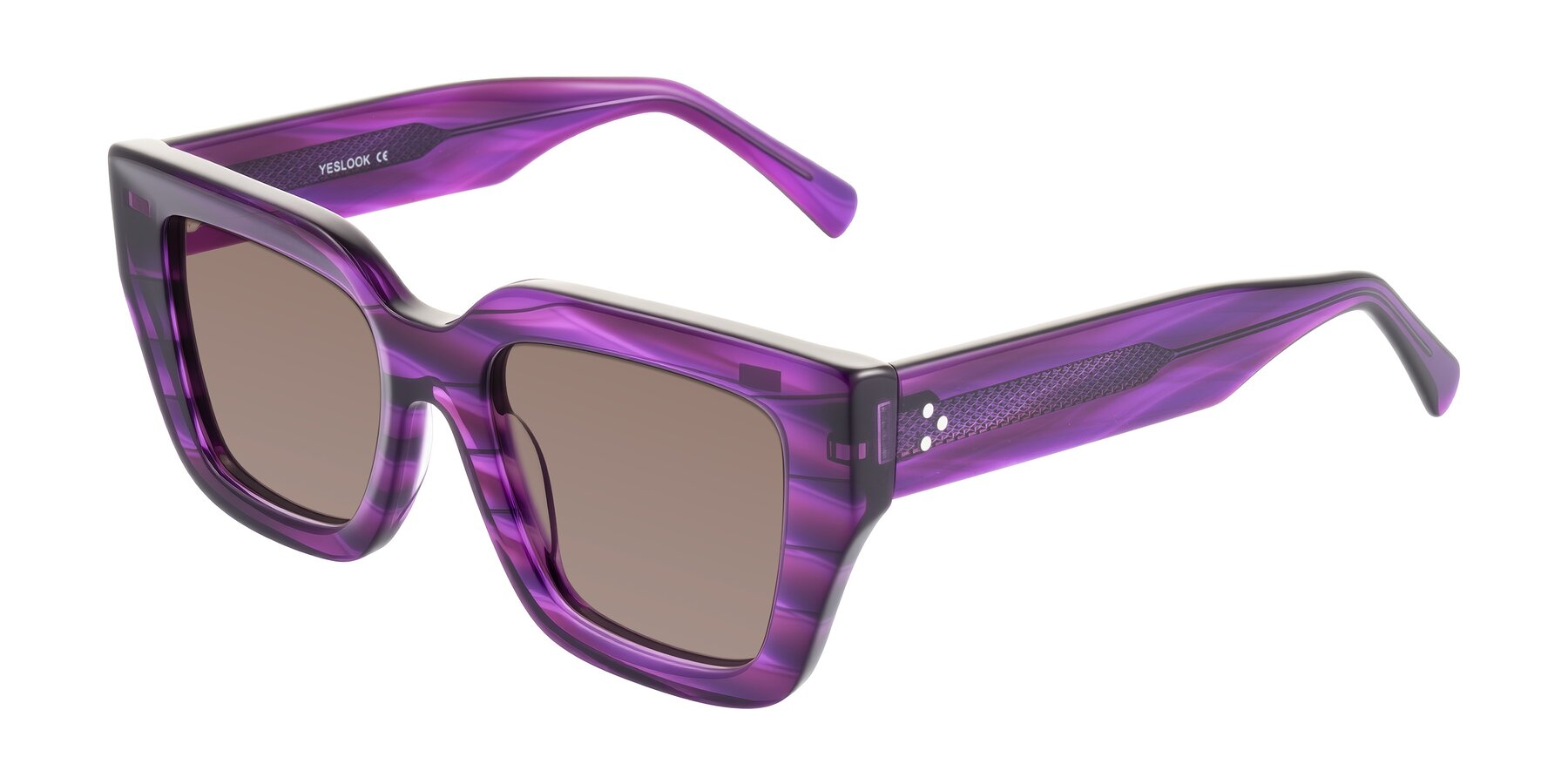 Angle of Simba in Violet Striped with Medium Brown Tinted Lenses
