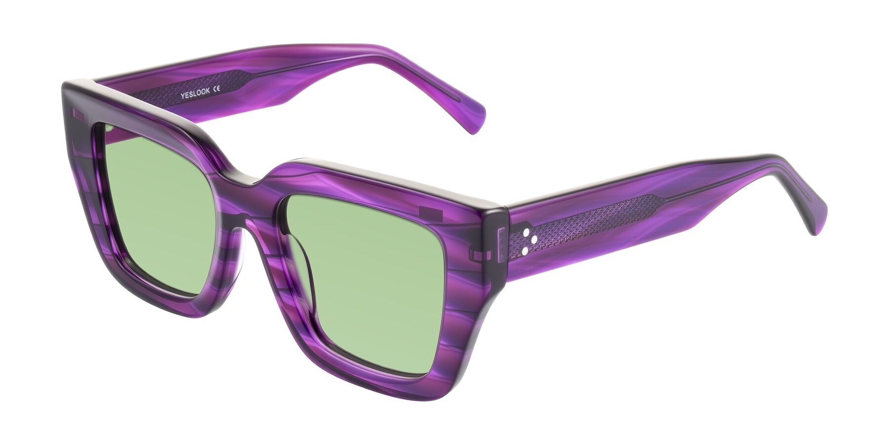 Angle of Simba in Violet Striped with Medium Green Tinted Lenses