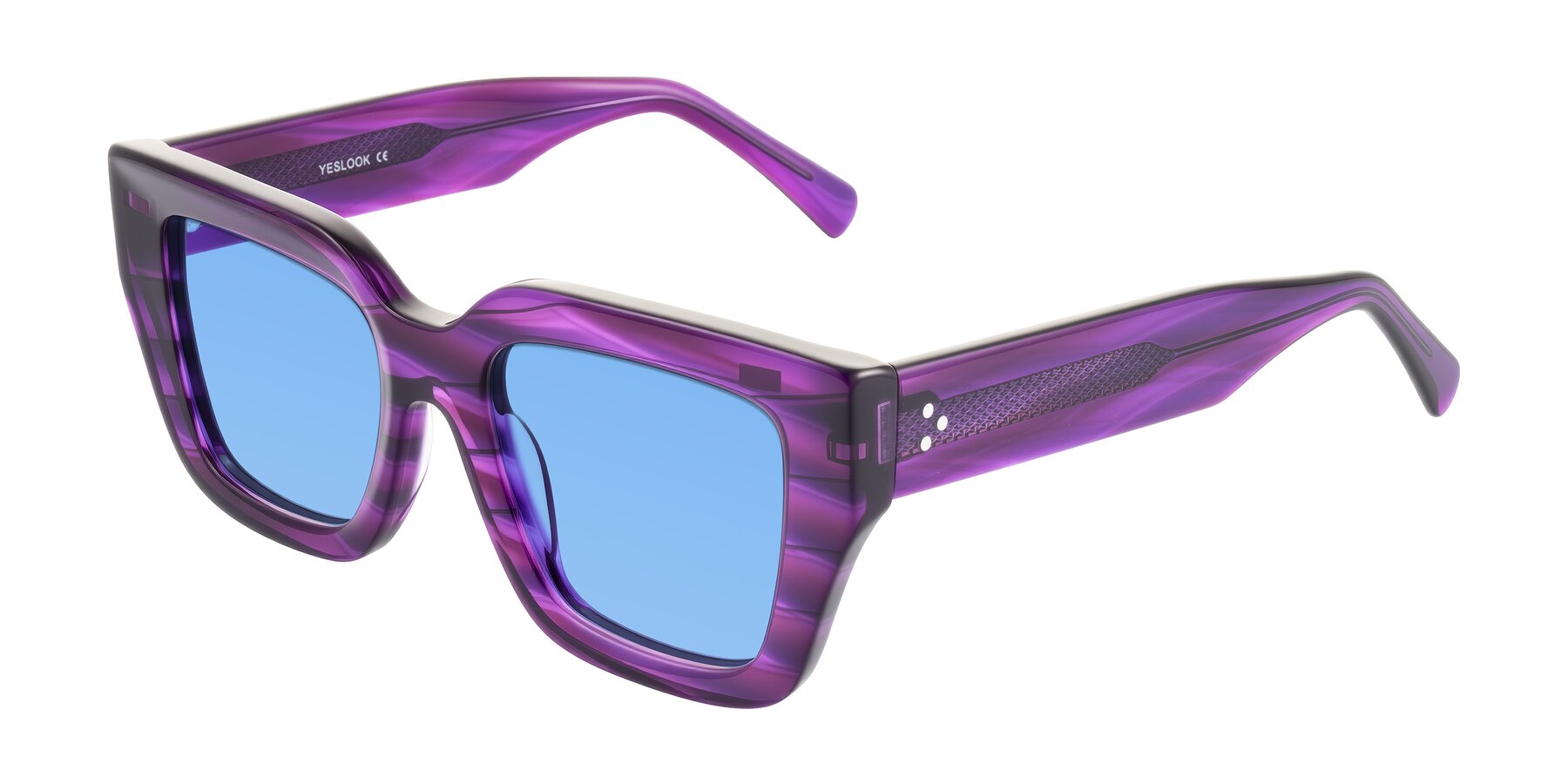 Angle of Simba in Violet Striped with Medium Blue Tinted Lenses