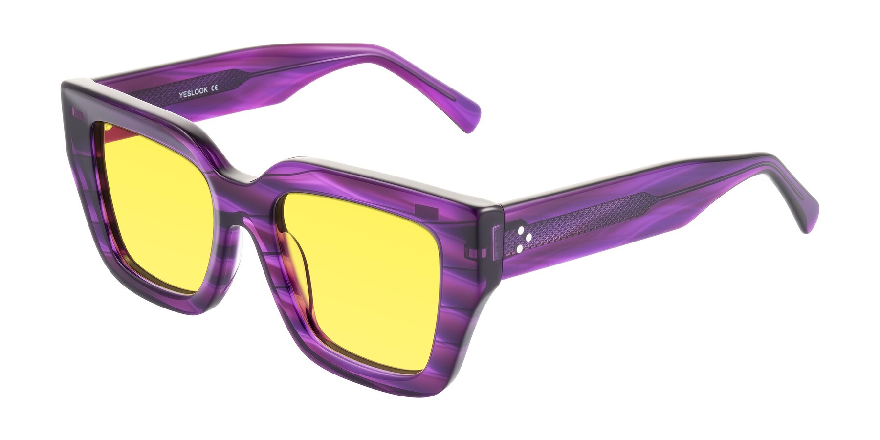 Angle of Simba in Violet Striped with Medium Yellow Tinted Lenses