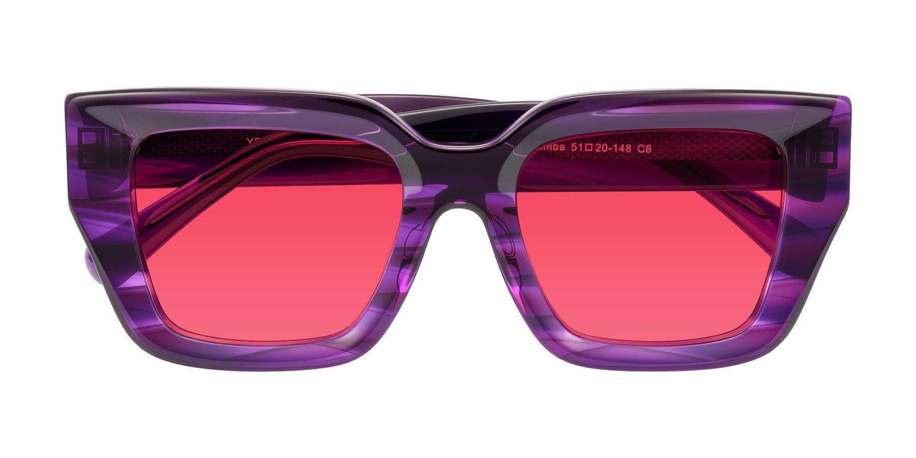 Folded Front of Simba in Violet Striped with Red Tinted Lenses