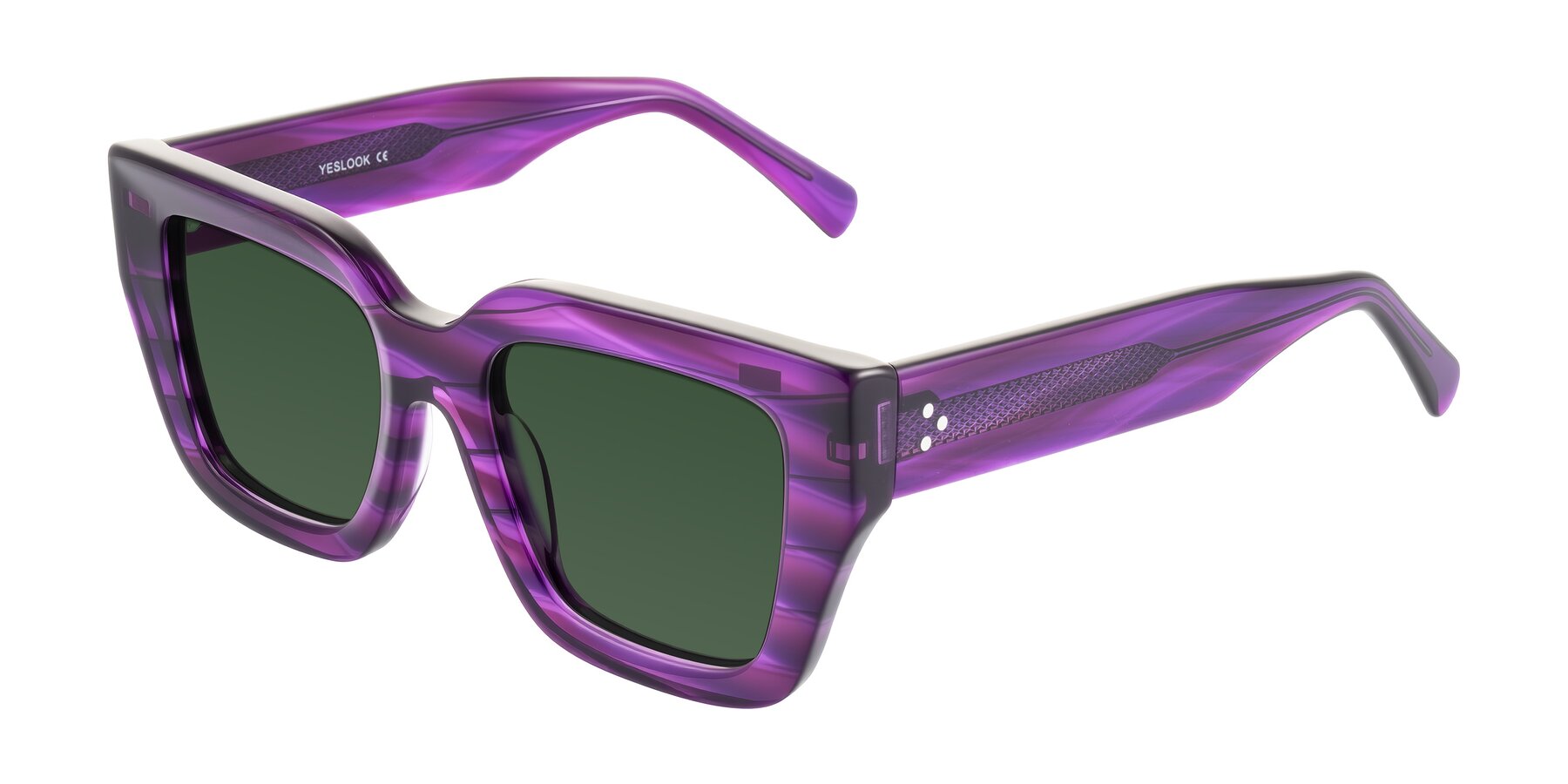 Angle of Simba in Violet Striped with Green Tinted Lenses