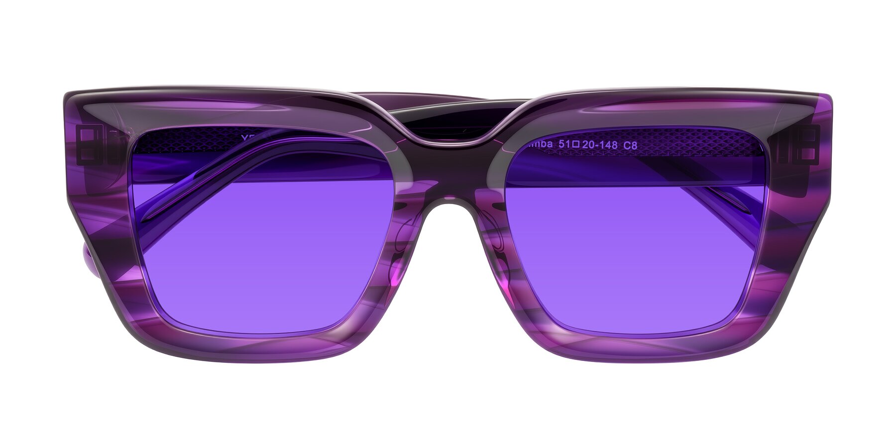 Folded Front of Simba in Violet Striped with Purple Tinted Lenses