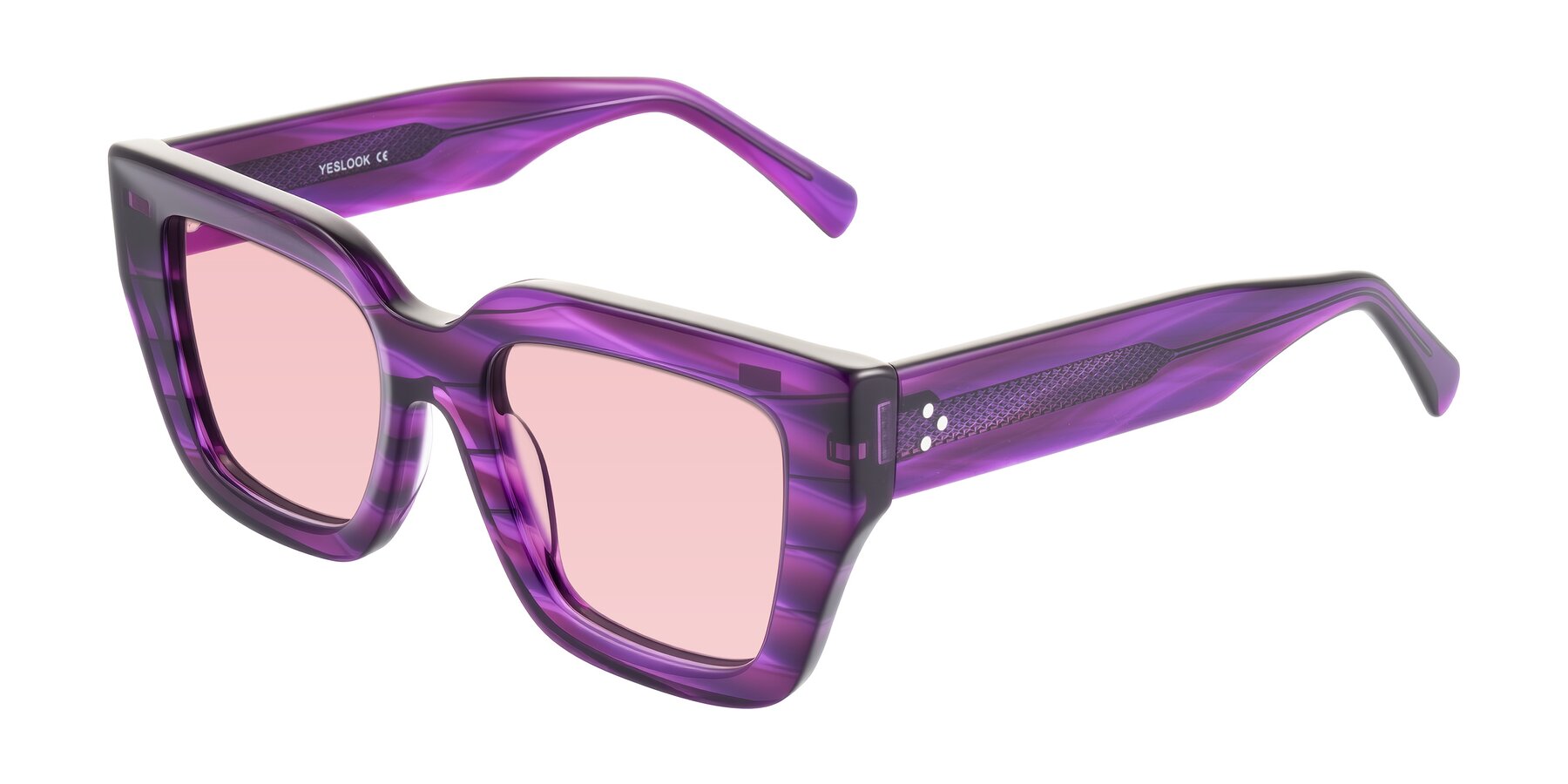 Angle of Simba in Violet Striped with Light Garnet Tinted Lenses