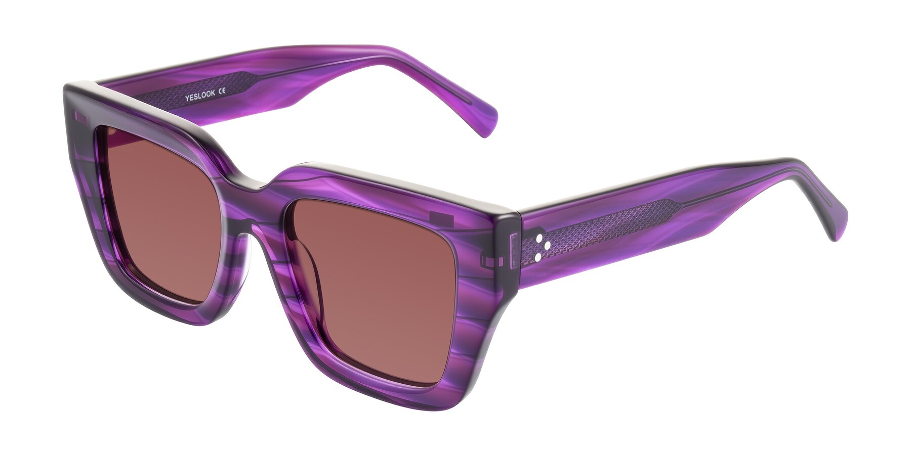 Angle of Simba in Violet Striped with Garnet Tinted Lenses