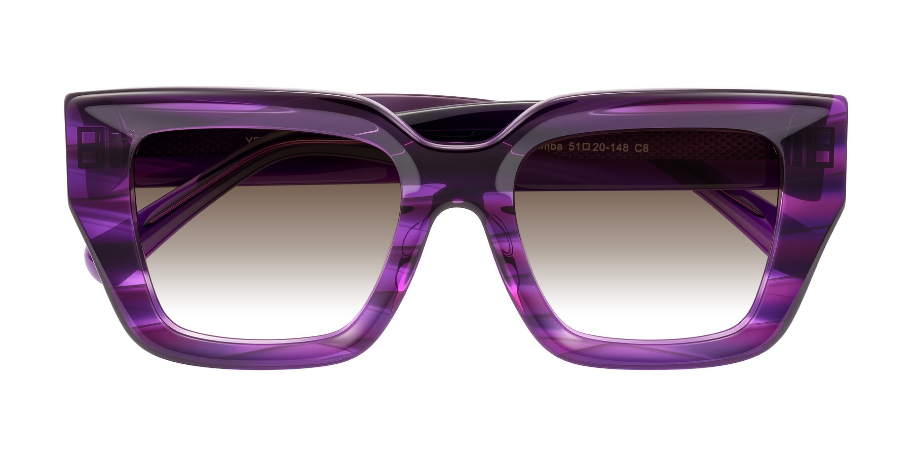 Folded Front of Simba in Violet Striped with Brown Gradient Lenses
